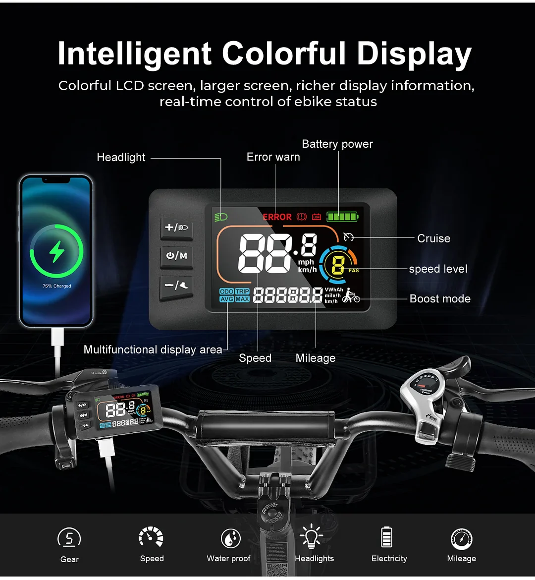 SAMEBIKE C05 Pro E-Bike – Pedelec Plegable Step-Through, Fat Tire 500 W, 36 V 13 Ah