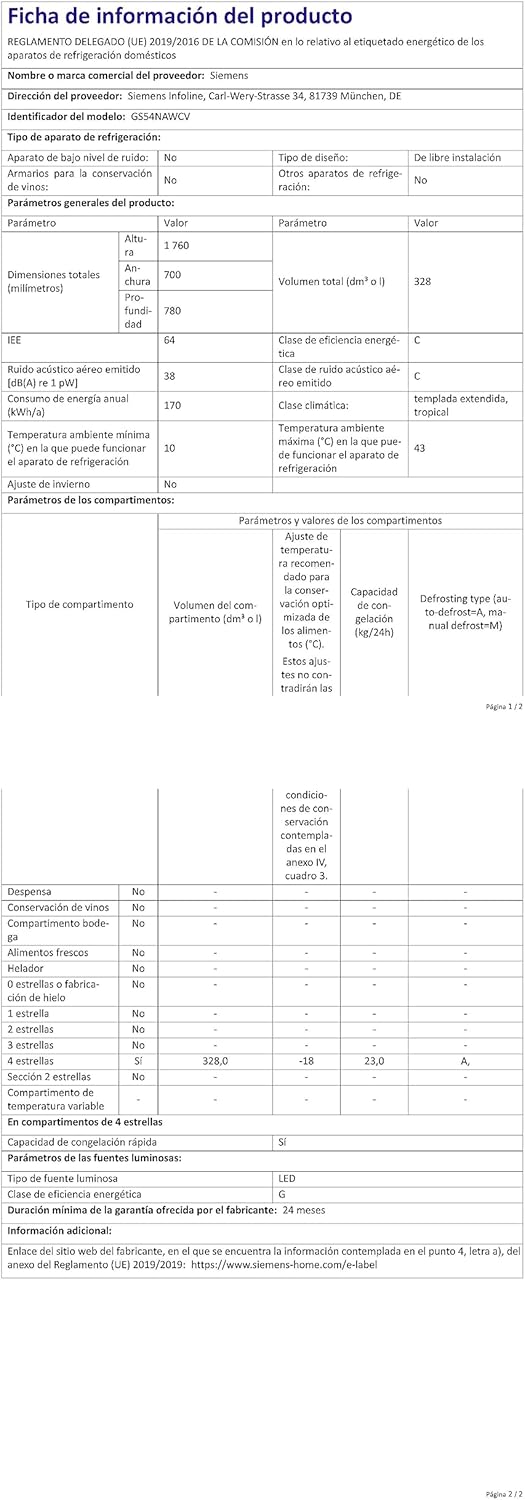 Siemens GS54NAWCV iQ500 Gefrierschrank 327 L – NoFrost, BigBox & superFreezing, Energiesparend