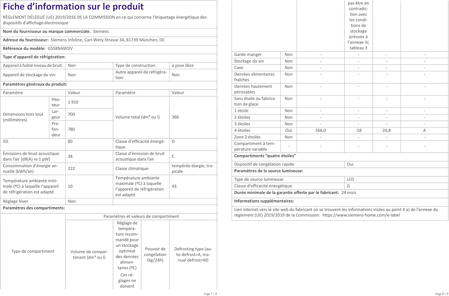 Siemens GS54NAWCV iQ500 Gefrierschrank 327 L – NoFrost, BigBox & superFreezing, Energiesparend