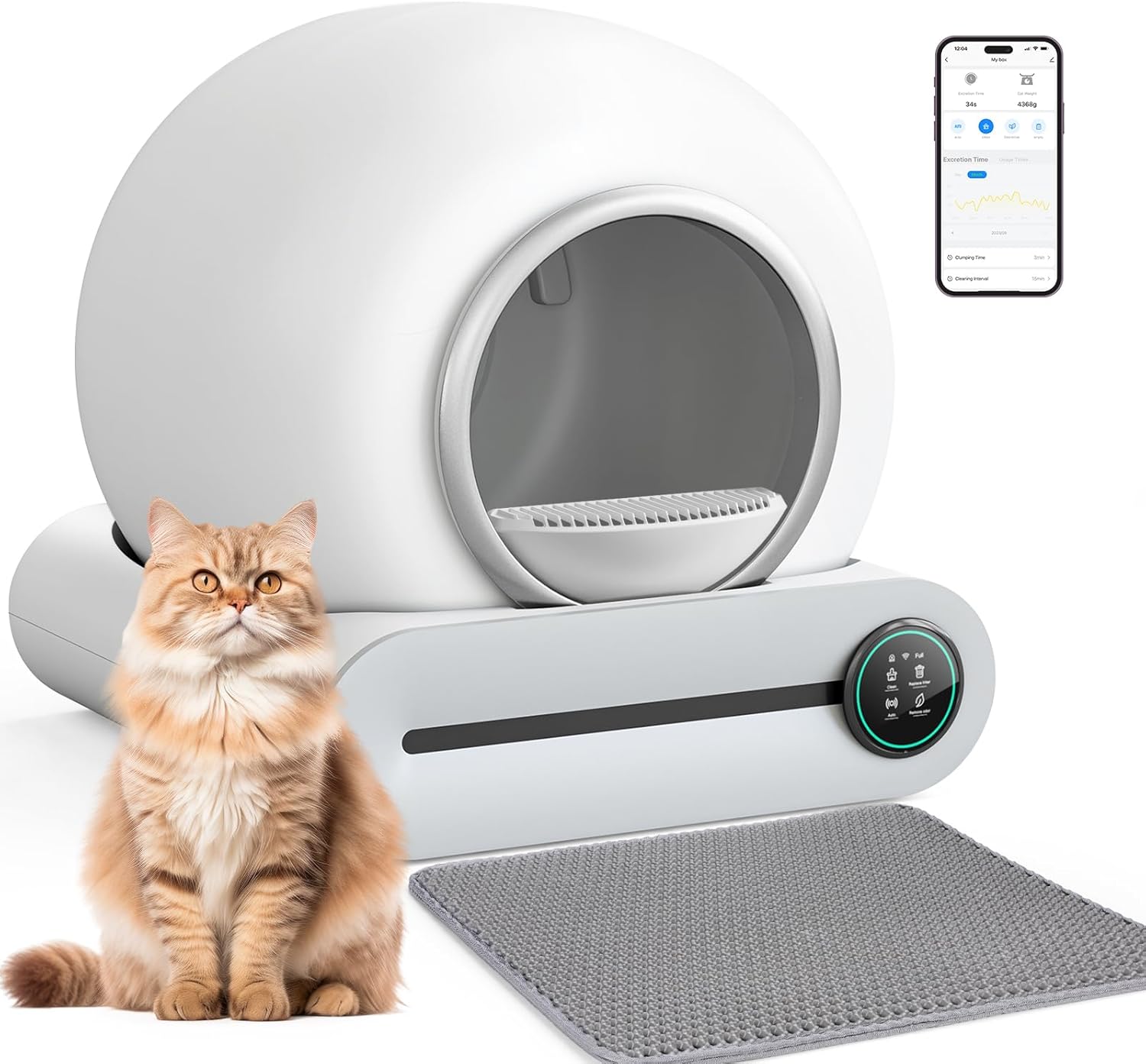 Automatische Katzentoilette mit App-Steuerung – Grau