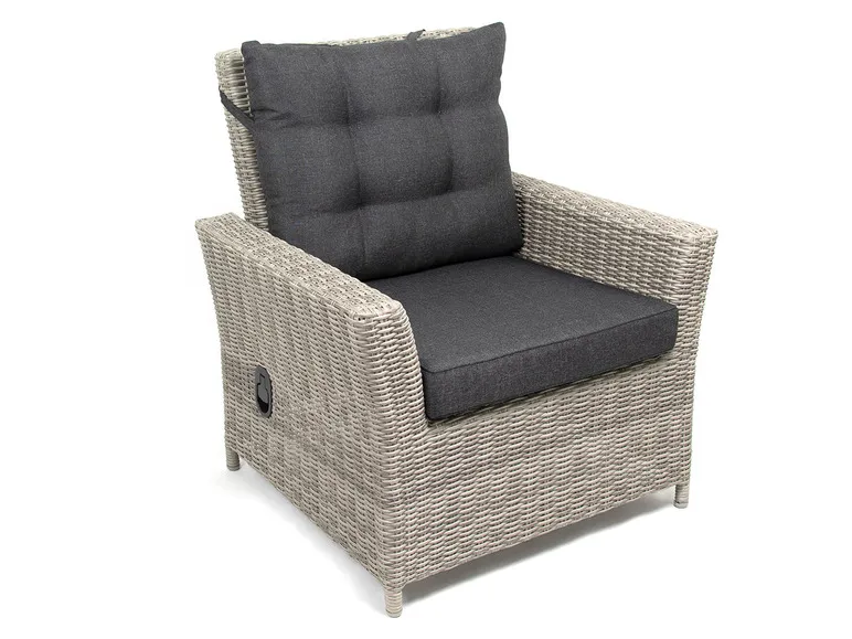 Bellavista Alu-Luxus Asti 6-teilig – Garten-Lounge Set: 3-Sitzer Sofa, 2 Sessel, 2 Hocker, Tisch, verstellbare Rückenlehne