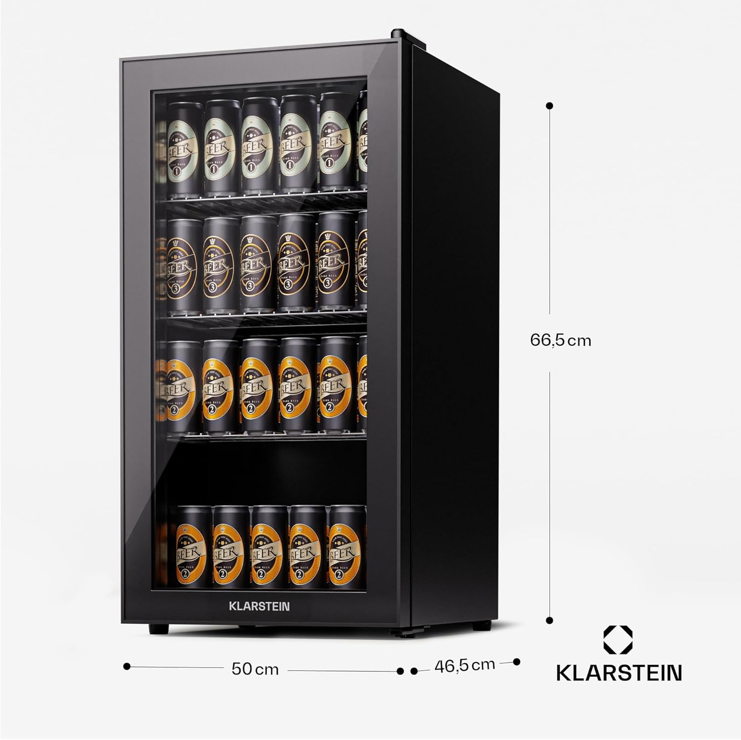 Klarstein Mini-Kühlschrank 80 L mit Glastür – Leise, Energieeffizient, Ideal für Getränke, Party & Camping