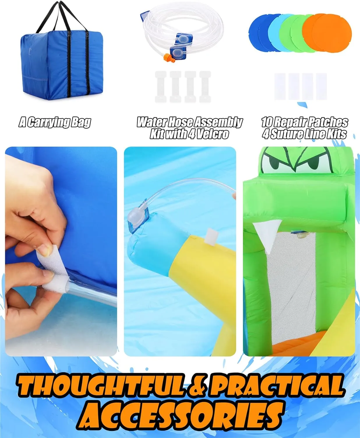 8-in-1 Kinder Wasserspaß Rutsche – aufblasbarer Spielpark mit Kletterwand, Pool & Wasserkanonen