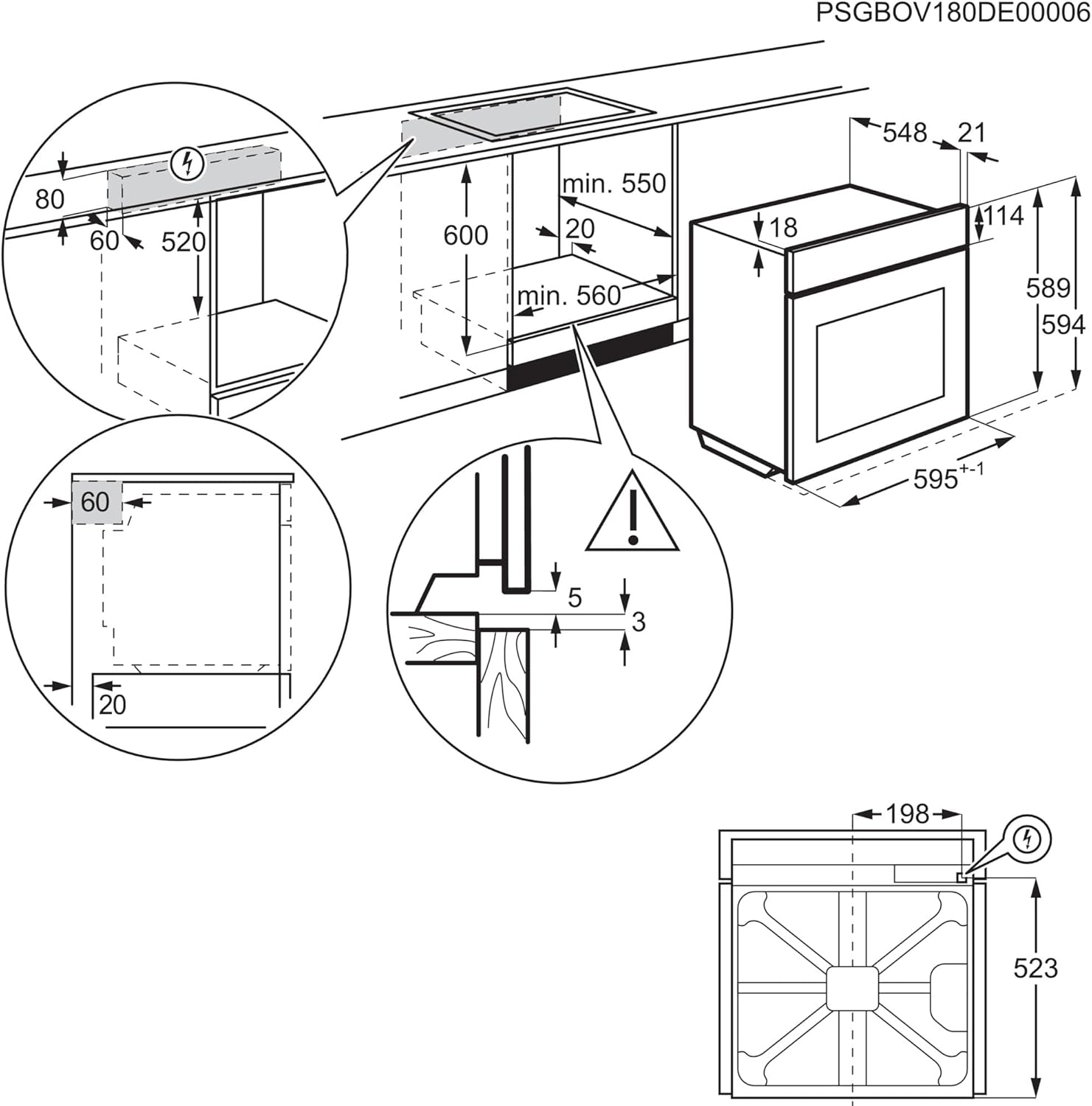AEG BPE53516AB Einbau-Backofen Serie 5 – Pyrolyse, Heißluft, 25 Programme, LED-Touch, Kühle Tür, Schwarz