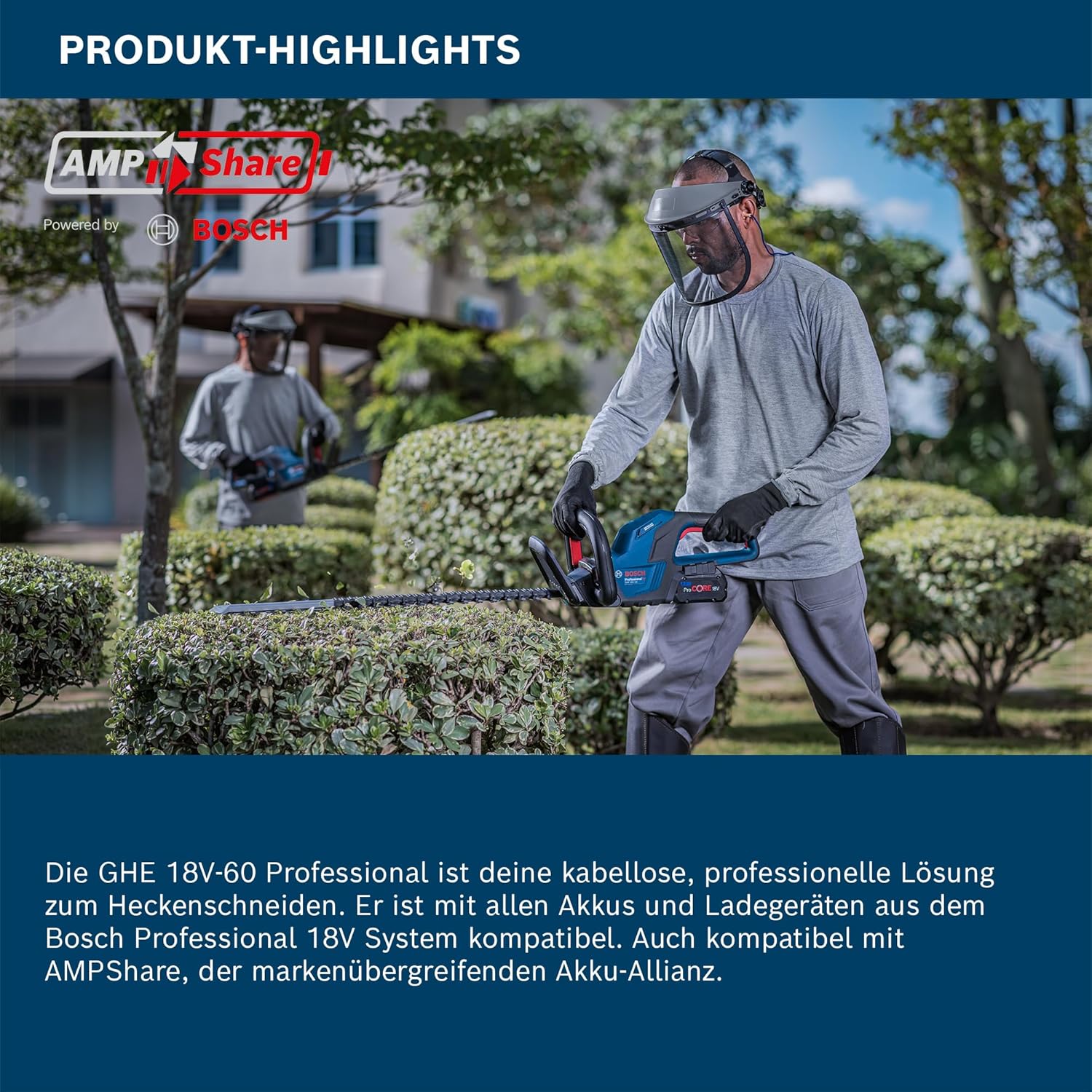 Bosch Professional GHE 18V-60 Akku-Heckenschere – Präzises Schneiden ohne Mühe
