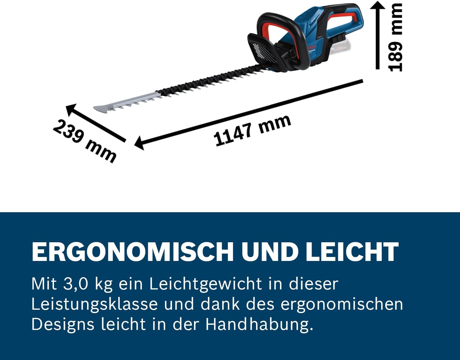 Bosch Professional GHE 18V-60 Akku-Heckenschere – Präzises Schneiden ohne Mühe