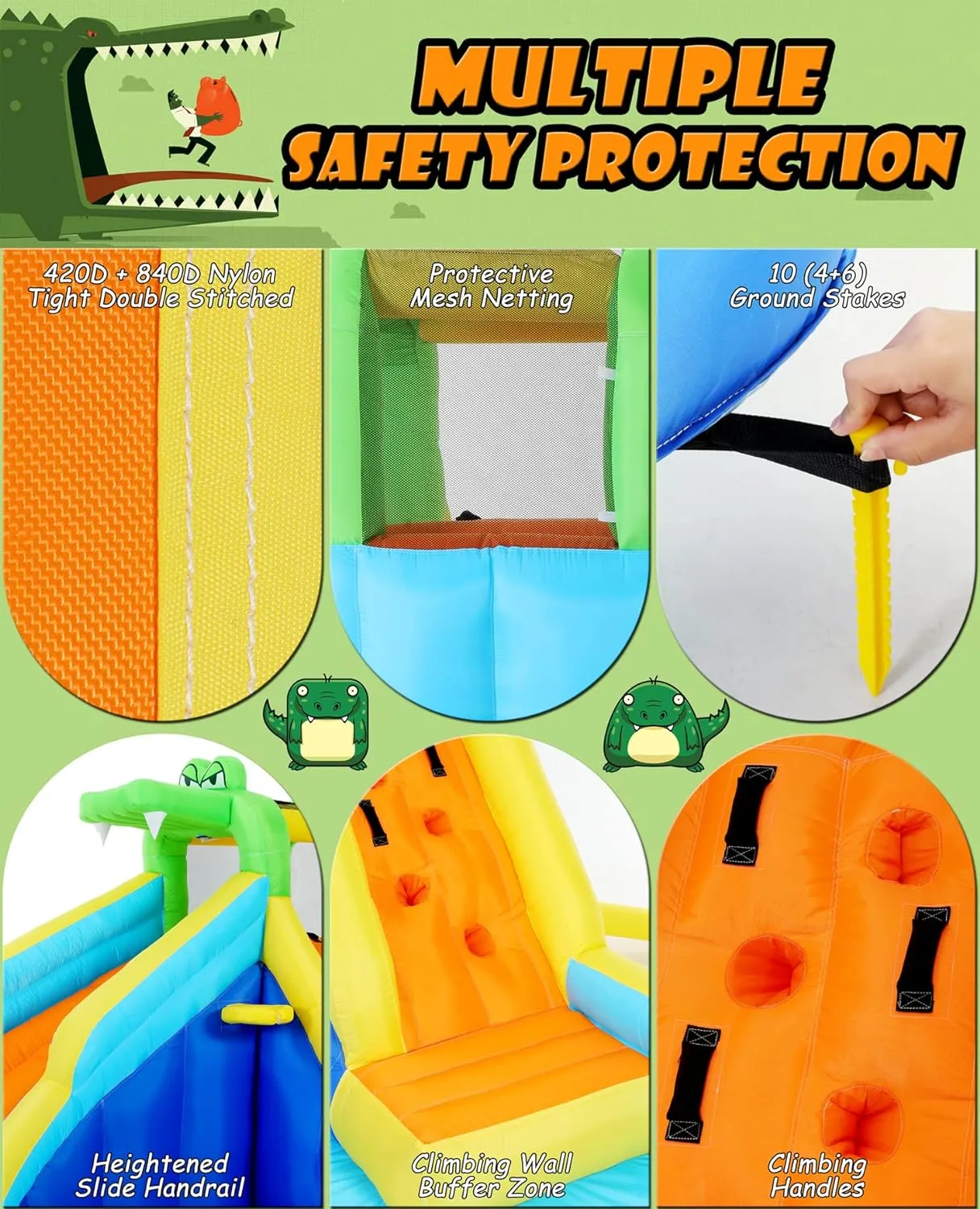 8-in-1 Kinder Wasserspaß Rutsche – aufblasbarer Spielpark mit Kletterwand, Pool & Wasserkanonen