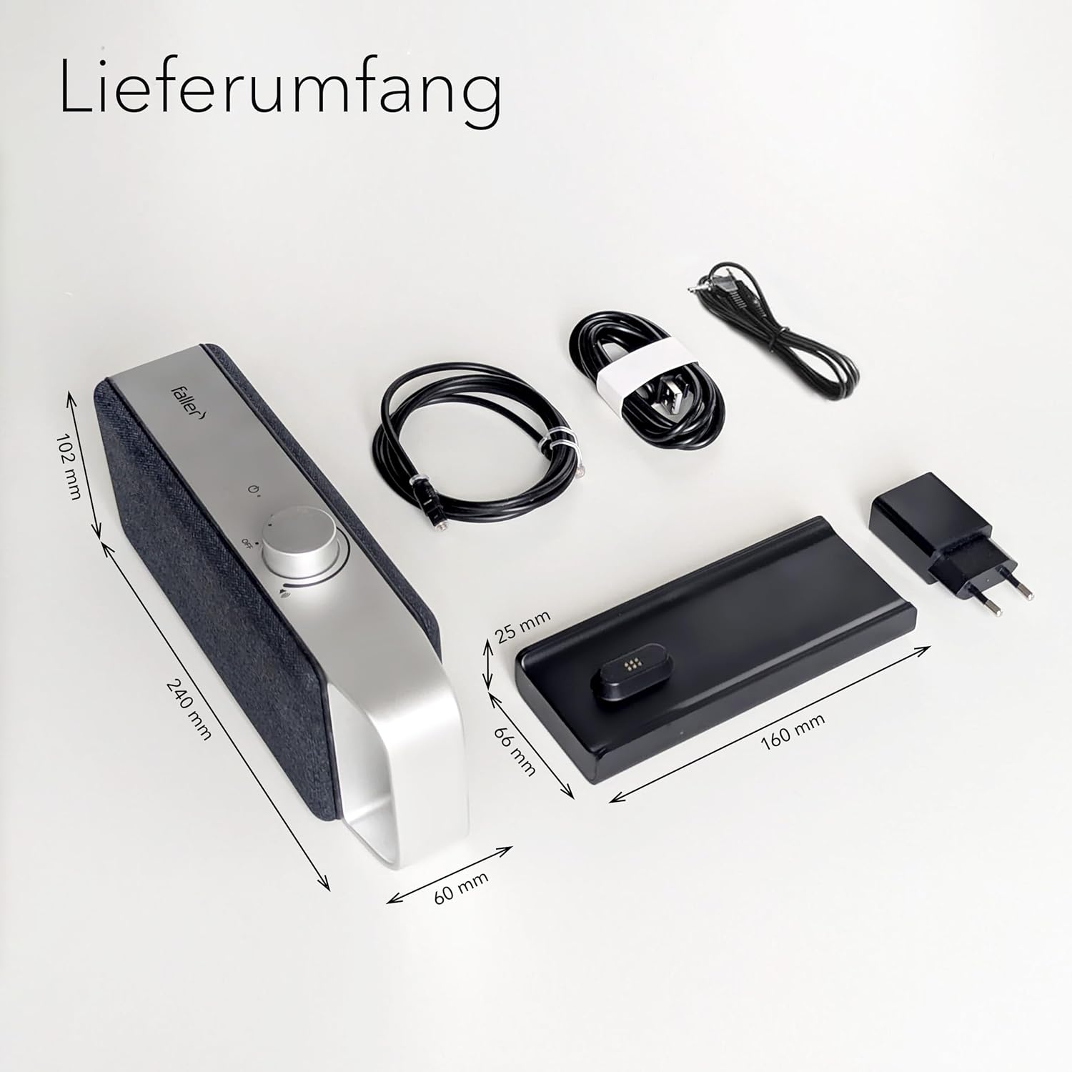 Faller Oskar TV – Tragbarer Soundbar Lautsprecher, kabellos, Aluminiumgehäuse