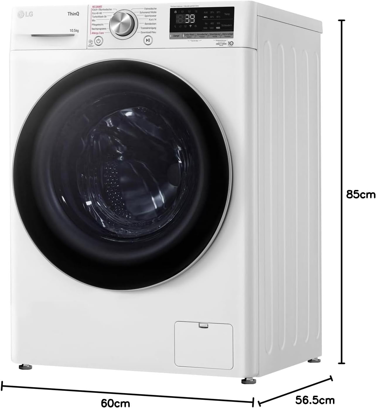 LG F4WV7080 Frontlader-Waschmaschine – 8 kg, 1400 U/min, AI Direct Drive, Dampfreinigung, Wi-Fi, Energieeffizienz Triple A, Weiß