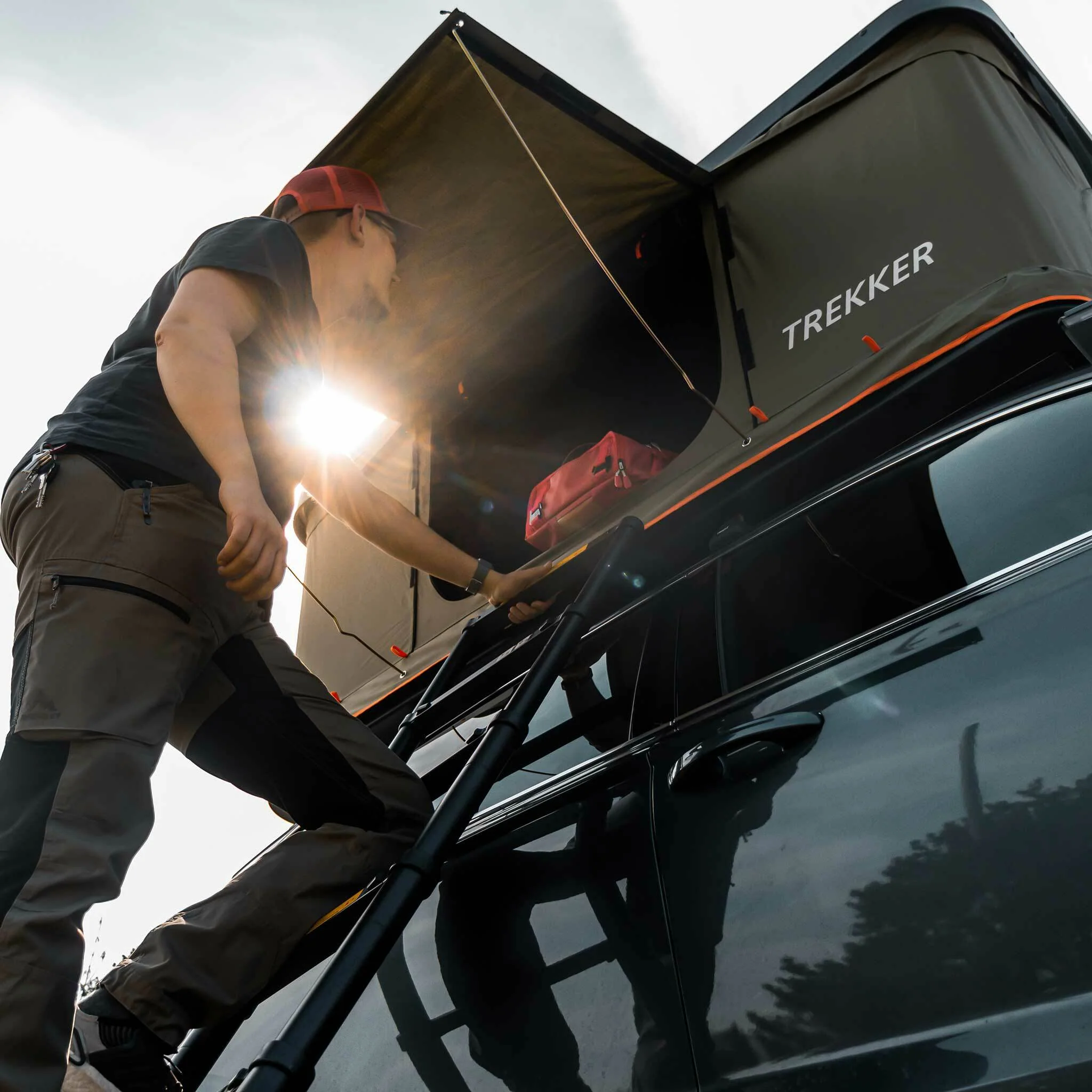 Trekker Dachzelt Hut M – Grau, für 2–3 Personen