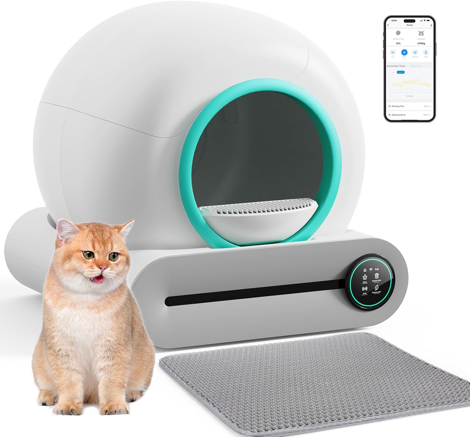 Automatische Katzentoilette mit App-Steuerung – Grau