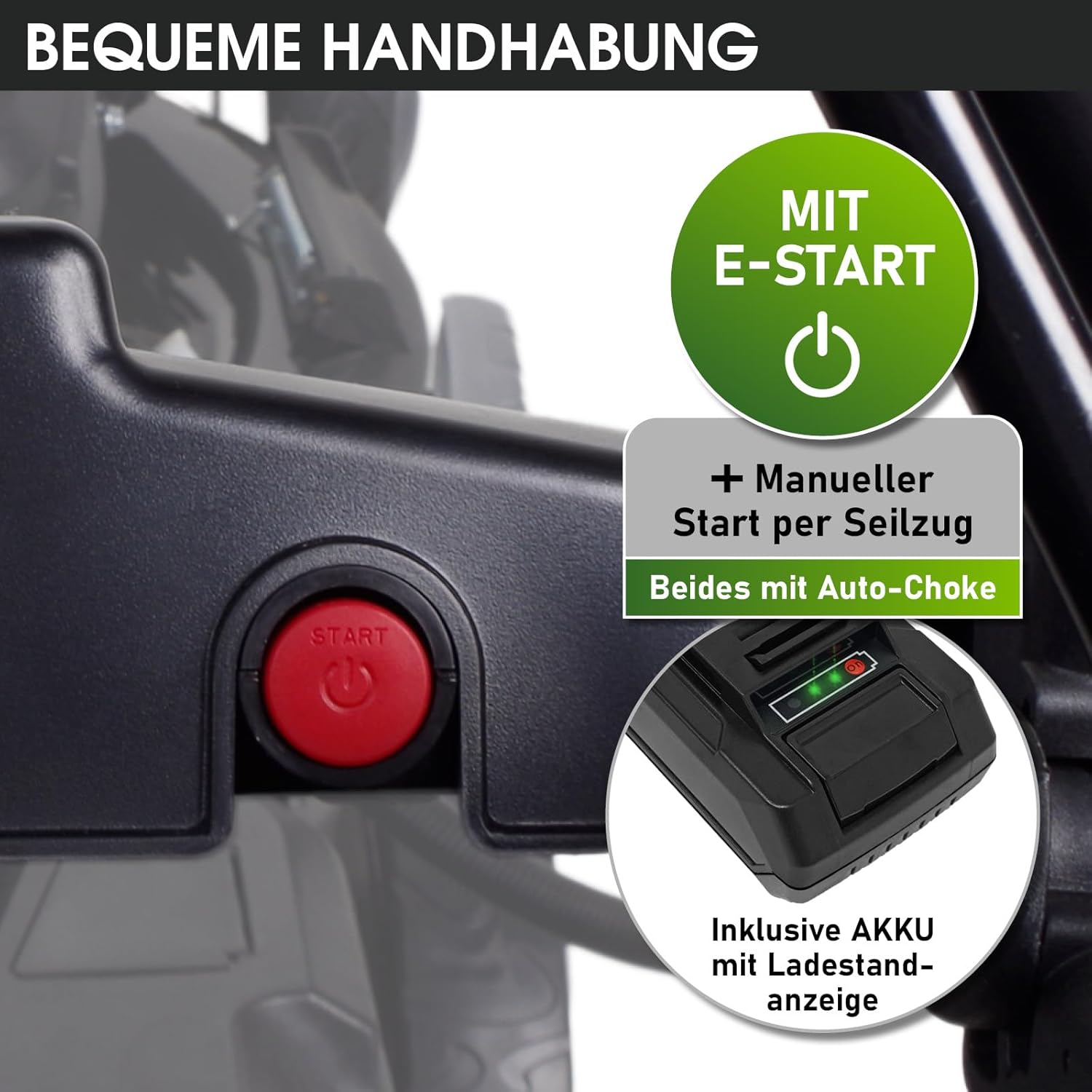 BRAST 19224 ESTART Benzin-Rasenmäher – 5,2 kW, Elektrostart, 3 Gänge, 48 cm Schnittbreite, 60 L Fangkorb, Mulchfunktion, Stahlgehäuse