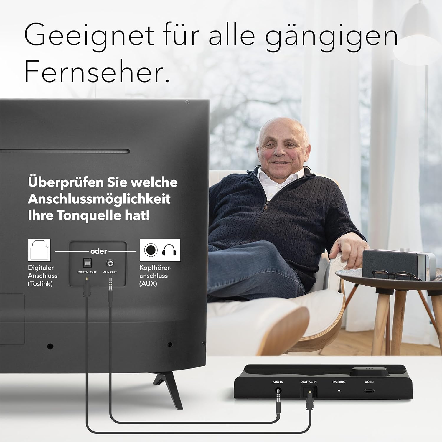Faller Oskar TV – Tragbarer Soundbar Lautsprecher, kabellos, Aluminiumgehäuse