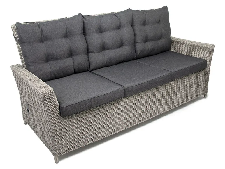 Bellavista Alu-Luxus Asti 6-teilig – Garten-Lounge Set: 3-Sitzer Sofa, 2 Sessel, 2 Hocker, Tisch, verstellbare Rückenlehne