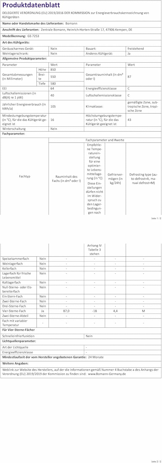 Bomann Gefrierschrank 87 L – Kompakt, effizient & leise