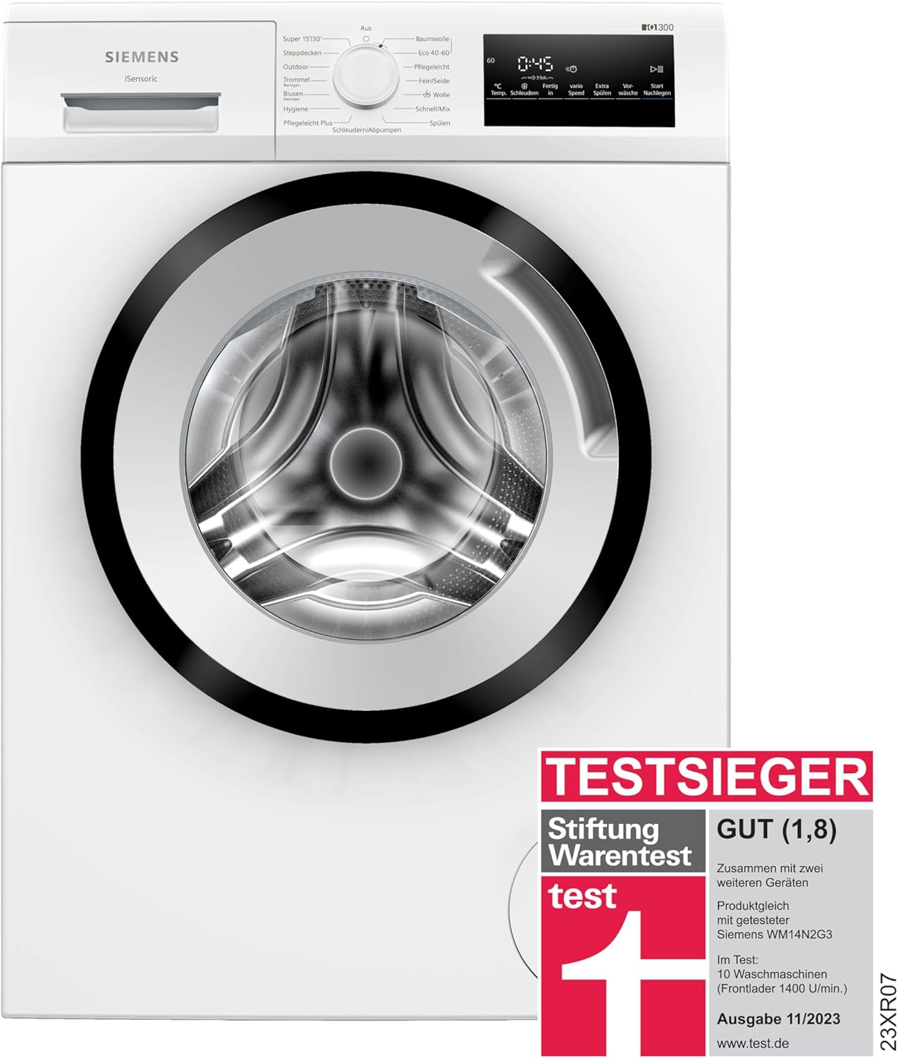 Siemens WM14N223 iQ300 Frontlader – 7 kg, 1400 U/min, speedPack L, LED-Display, Outdoor-Programm