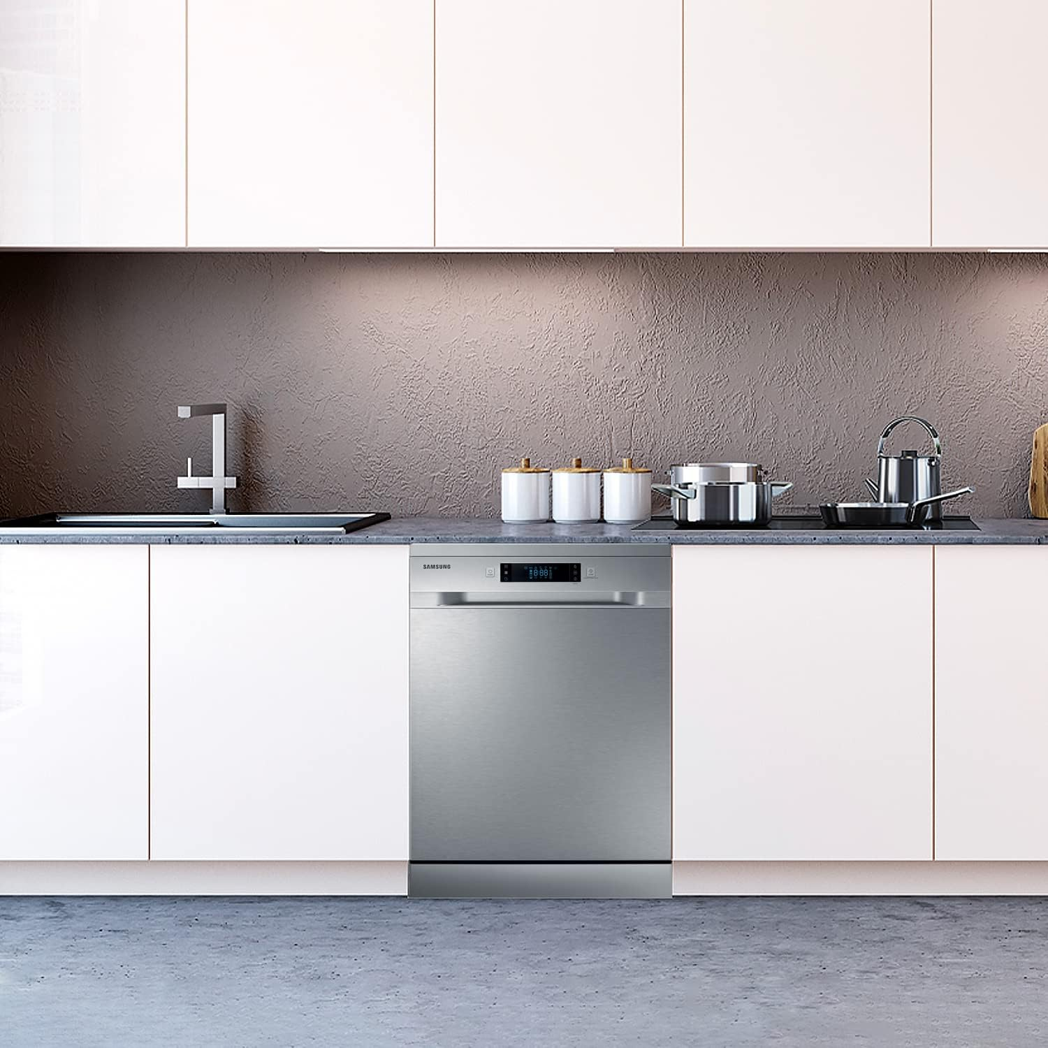 Samsung DW60M6050FS Geschirrspüler – 14 Maßgedecke, A++, freistehend, Edelstahl, LED-Touch, 60 cm