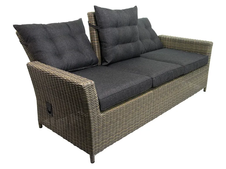 Bellavista Alu-Luxus Asti 6-teilig – Garten-Lounge Set: 3-Sitzer Sofa, 2 Sessel, 2 Hocker, Tisch, verstellbare Rückenlehne