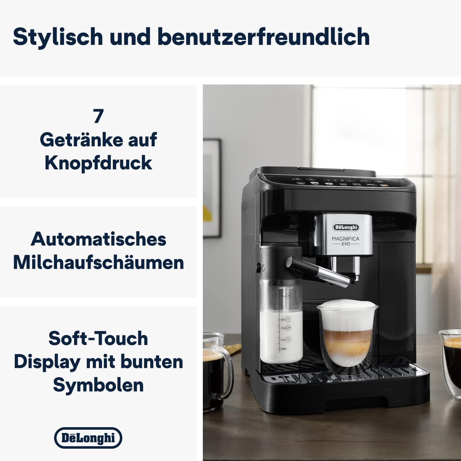 De'Longhi Magnifica Evo ECAM 292.81.B – Vollautomatische Kaffeemaschine mit LatteCrema System