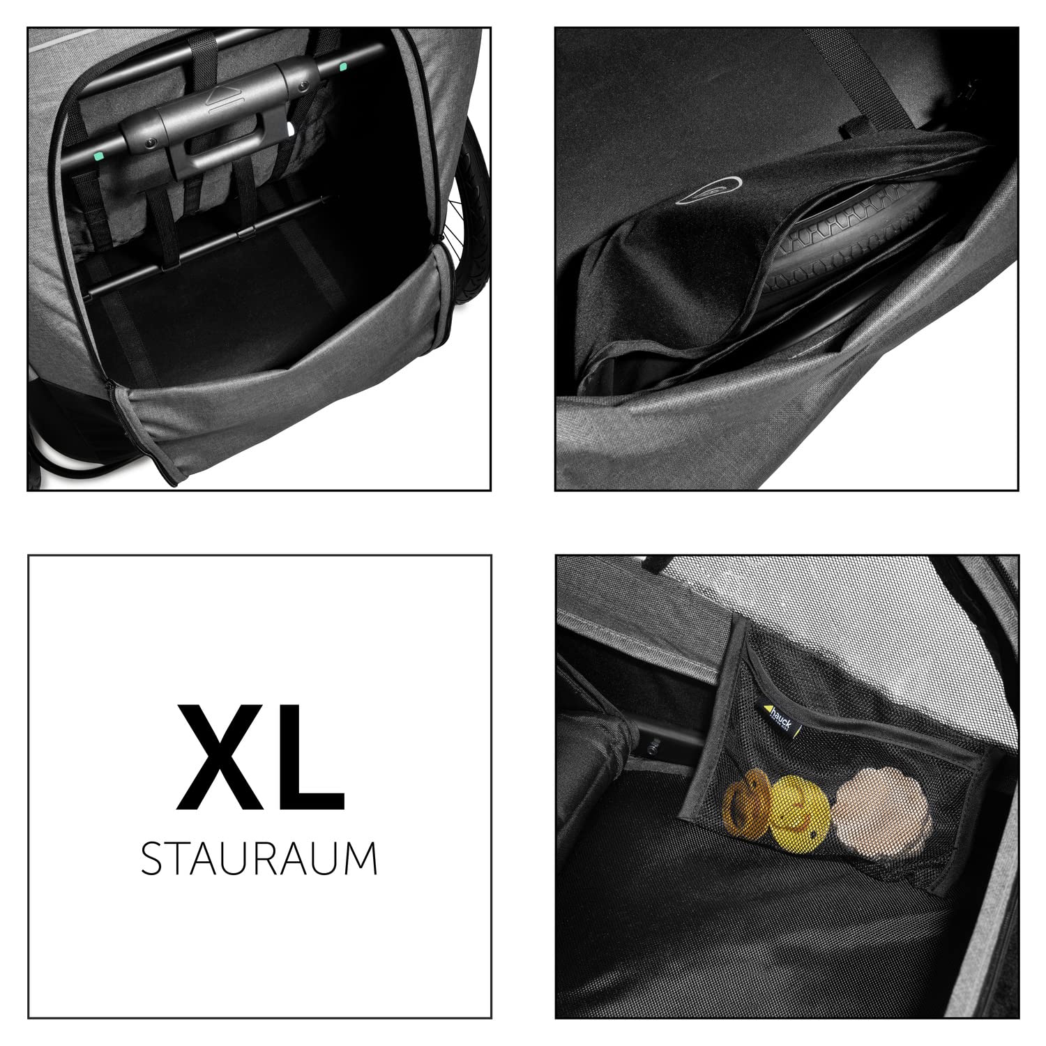 hauck Dryk Duo Plus – 2-in-1 Fahrradanhänger & Kinderwagen für 2 Kinder, mit Federung, LED & XL-Kofferraum