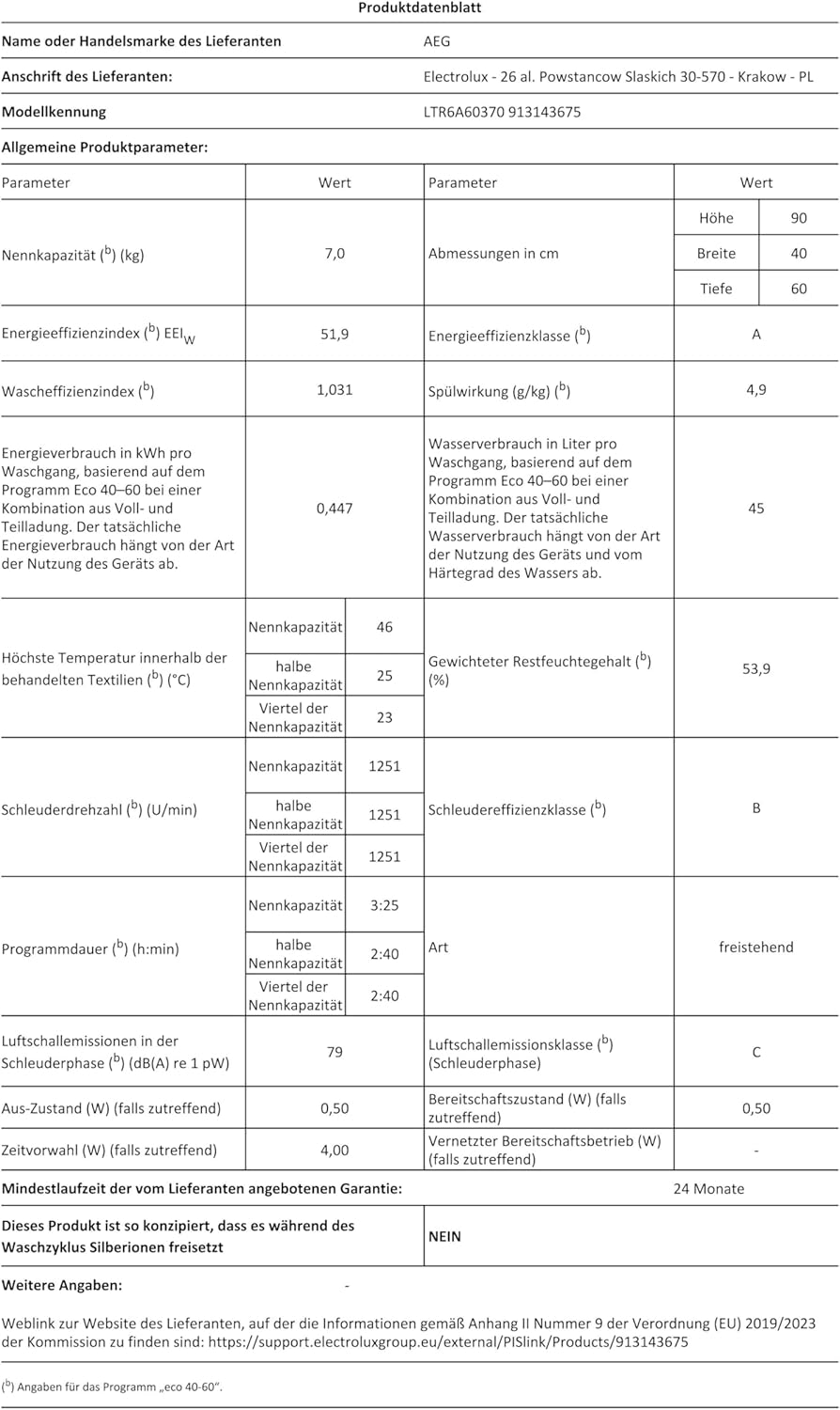 AEG LTR7A71370 Serie 7000 Toplader Waschmaschine mit ProSteam – Frische Wäsche in Rekordzeit
