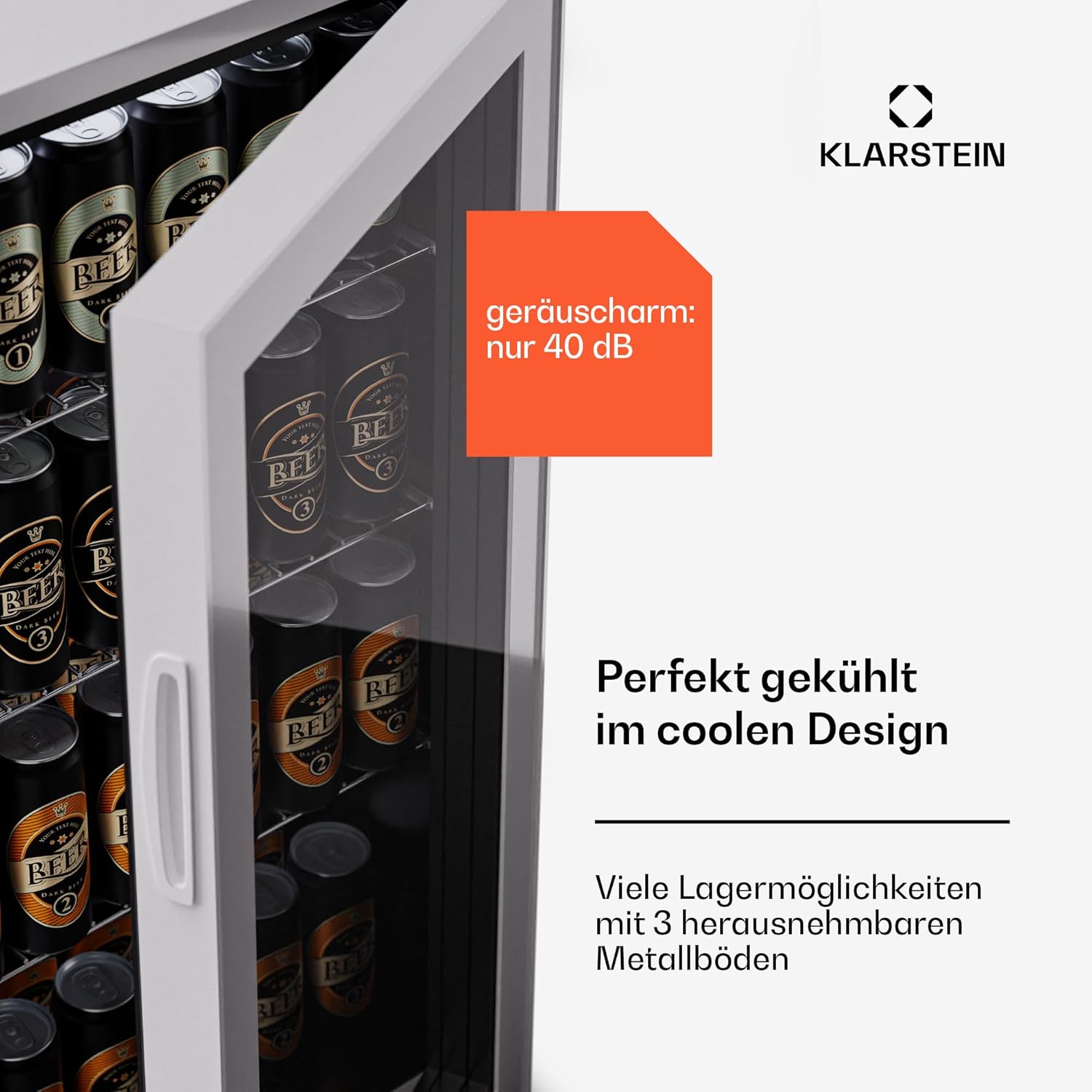 Klarstein Mini-Kühlschrank 80 L mit Glastür – Leise, Energieeffizient, Ideal für Getränke, Party & Camping