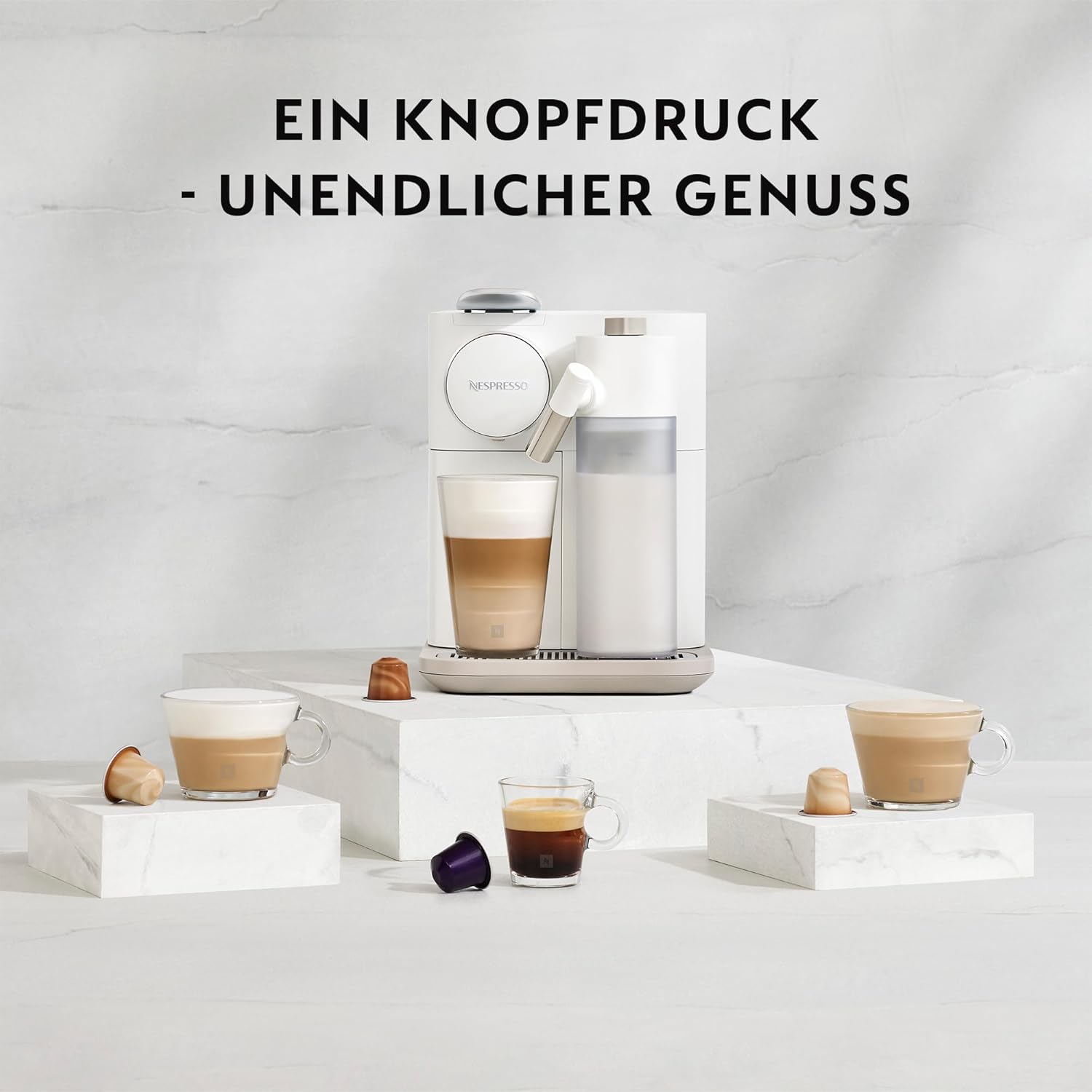 Nespresso De’Longhi Gran Lattissima EN640.W – Kapselmaschine mit automatischem Milchsystem, 19 bar, 1400W, Weiß