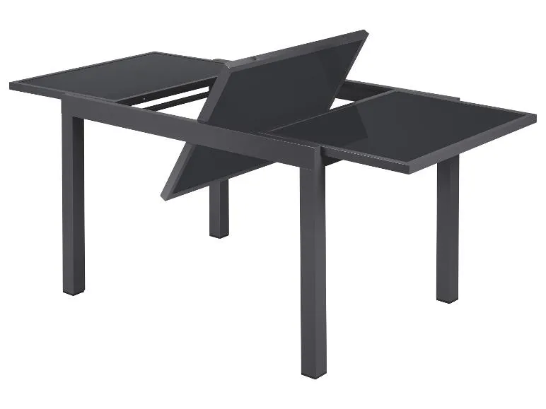 LIVARNO home Houston 9-teiliges Aluminium-Garten-Set – Ausziehbarer Tisch + 8 Hohe Stühle, Grau