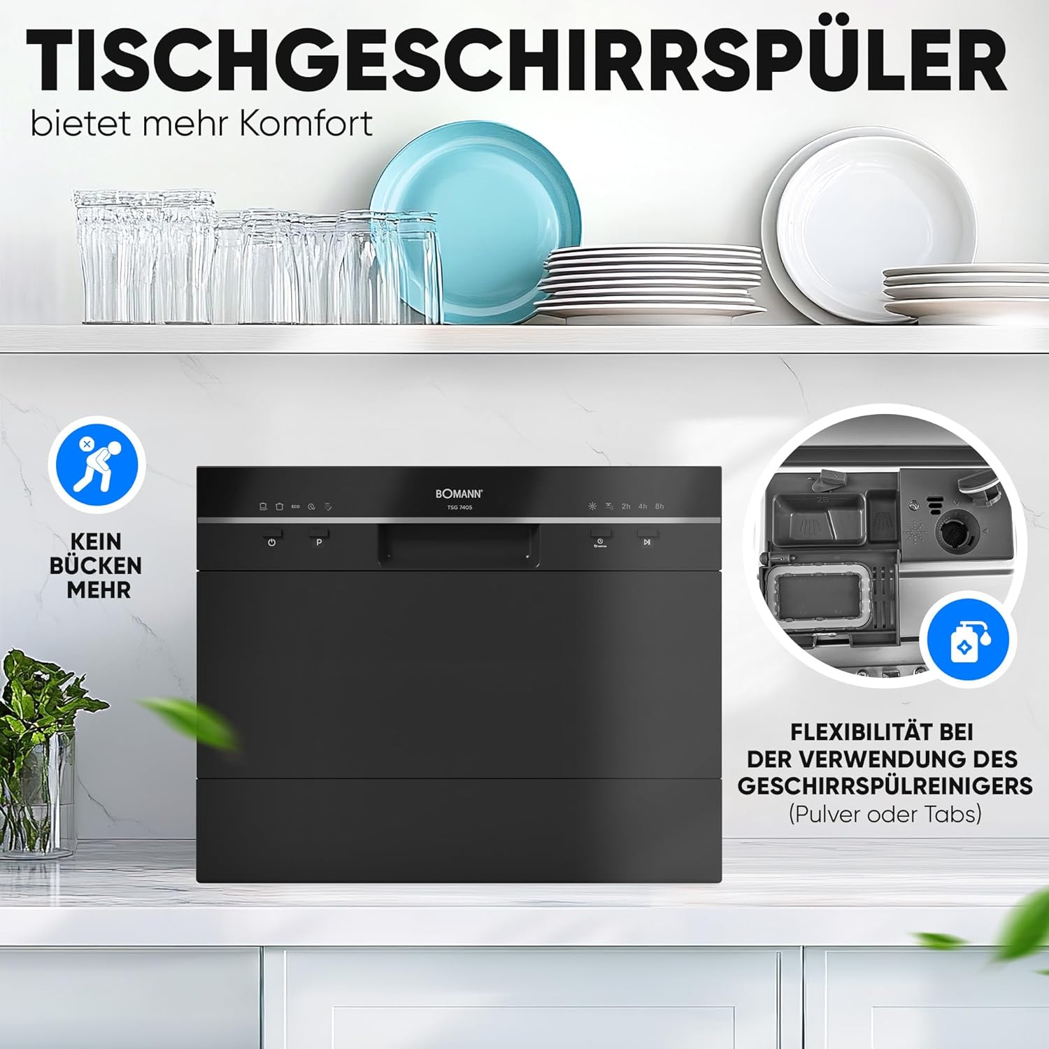 Bomann Mini Geschirrspüler TSG 7405 – kompakt, leise & energieeffizient