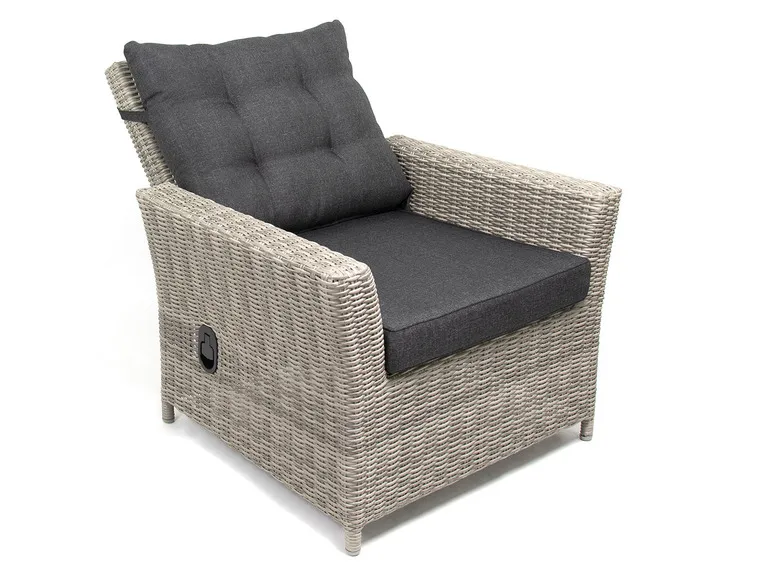 Bellavista Alu-Luxus Asti 6-teilig – Garten-Lounge Set: 3-Sitzer Sofa, 2 Sessel, 2 Hocker, Tisch, verstellbare Rückenlehne