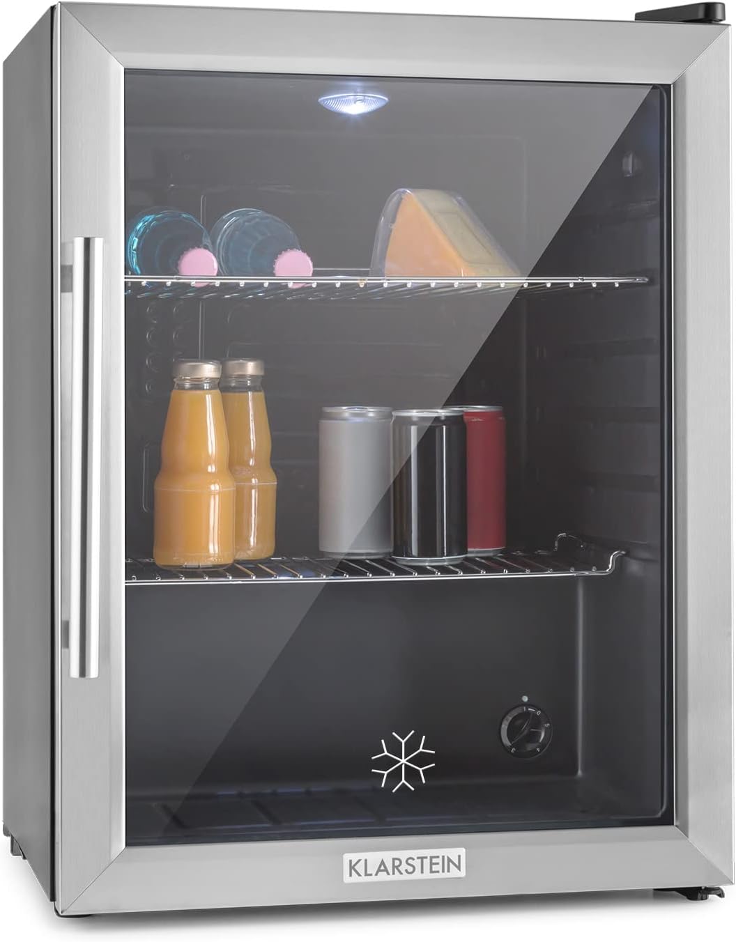 Klarstein Mini-Kühlschrank 80 L mit Glastür – Leise, Energieeffizient, Ideal für Getränke, Party & Camping