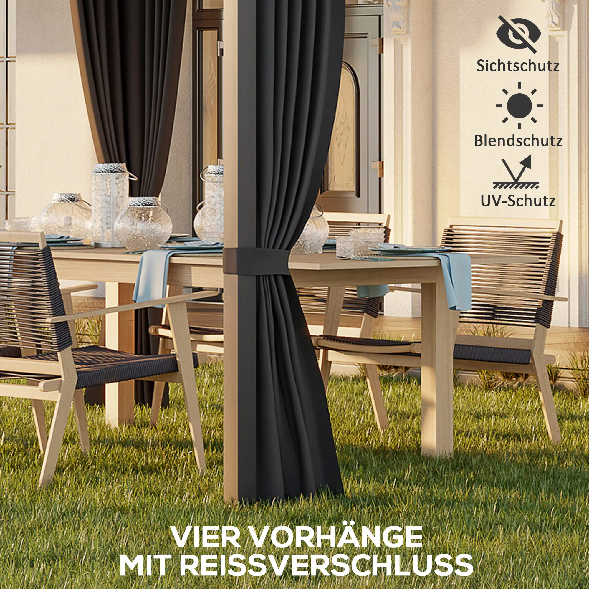 Outsunny Pergola mit Schiebedach – Aluminium, Sonnen- & Regenschutz, Grau, 365x255 cm