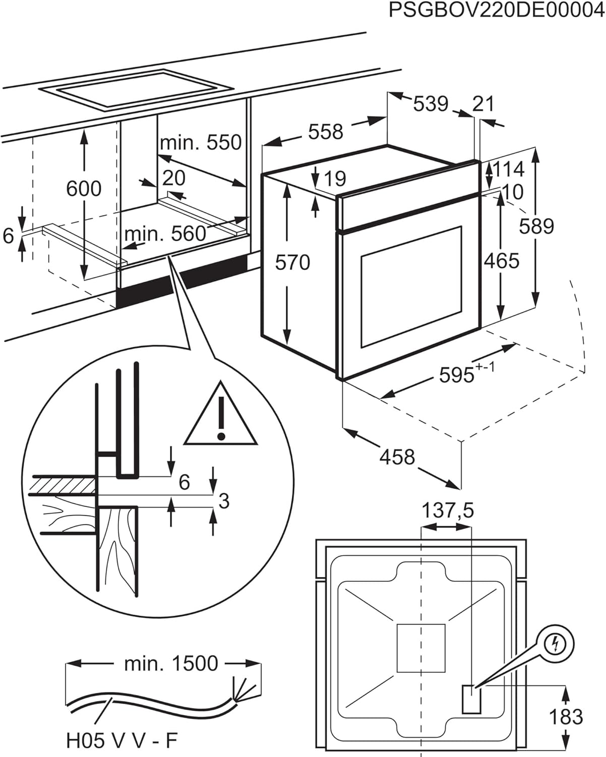 AEG BPE53516AB Einbau-Backofen Serie 5 – Pyrolyse, Heißluft, 25 Programme, LED-Touch, Kühle Tür, Schwarz