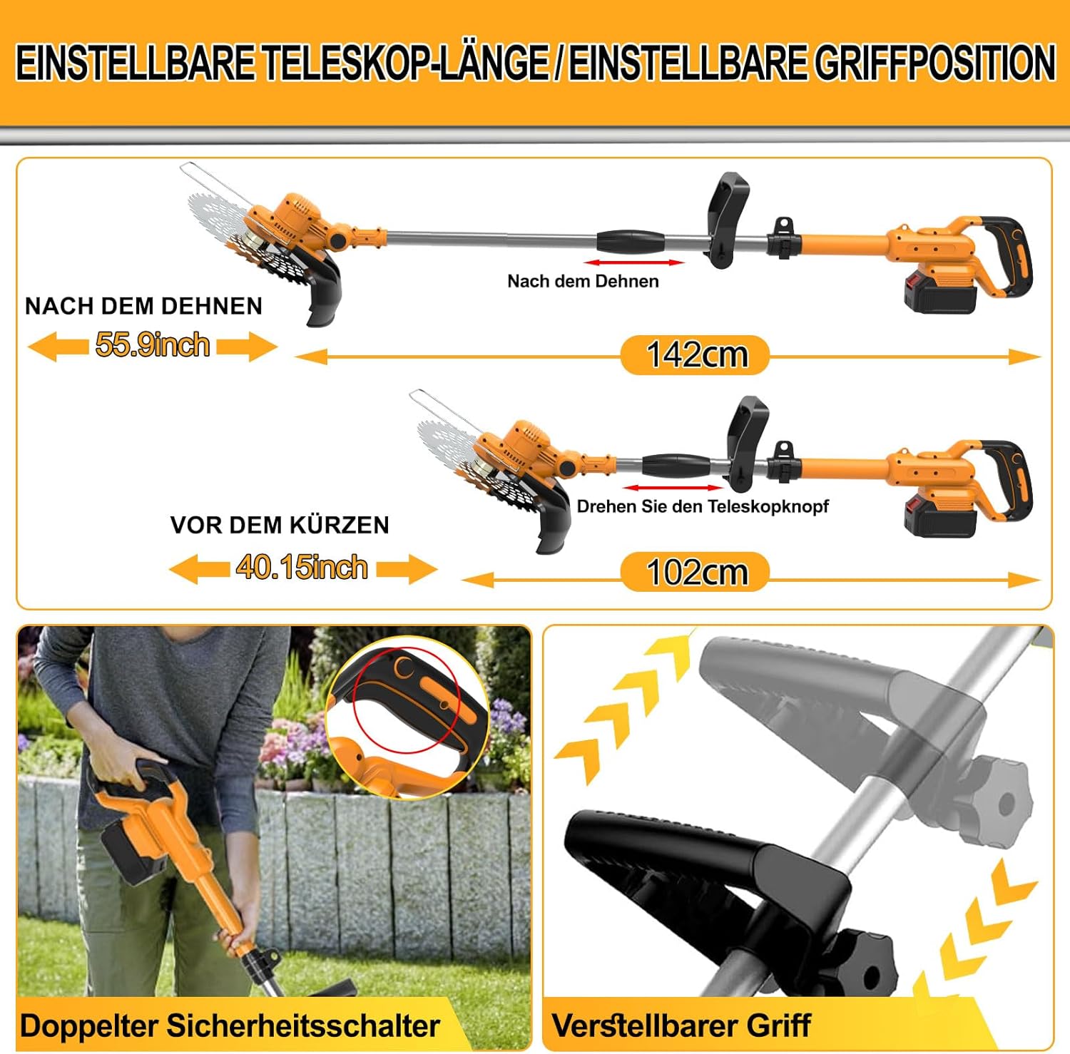 4-in-1 Akku-Gartenfräse & Rasentrimmer 21V – Effizient, Kraftvoll & Vielseitig