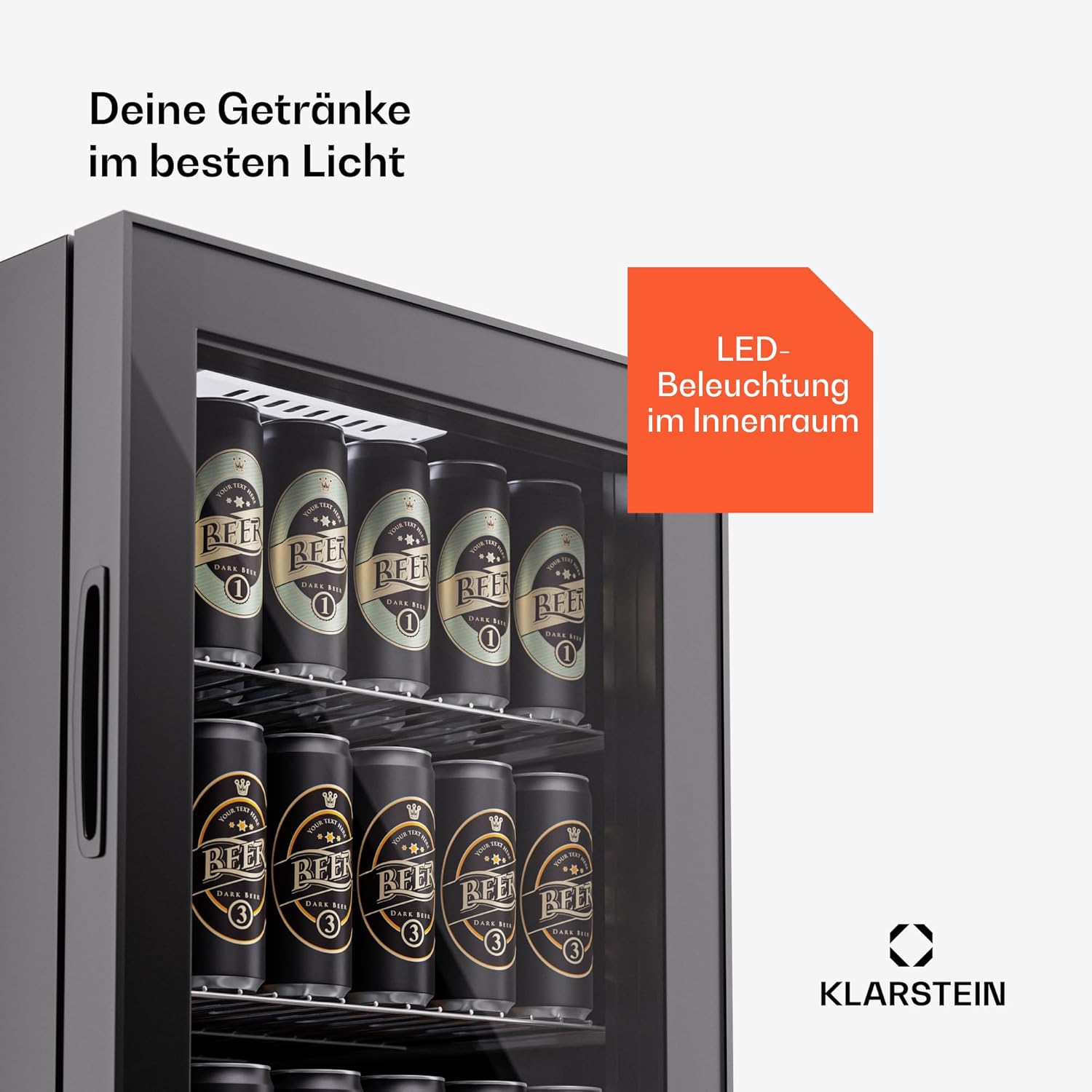 Klarstein Mini-Kühlschrank 80 L mit Glastür – Leise, Energieeffizient, Ideal für Getränke, Party & Camping
