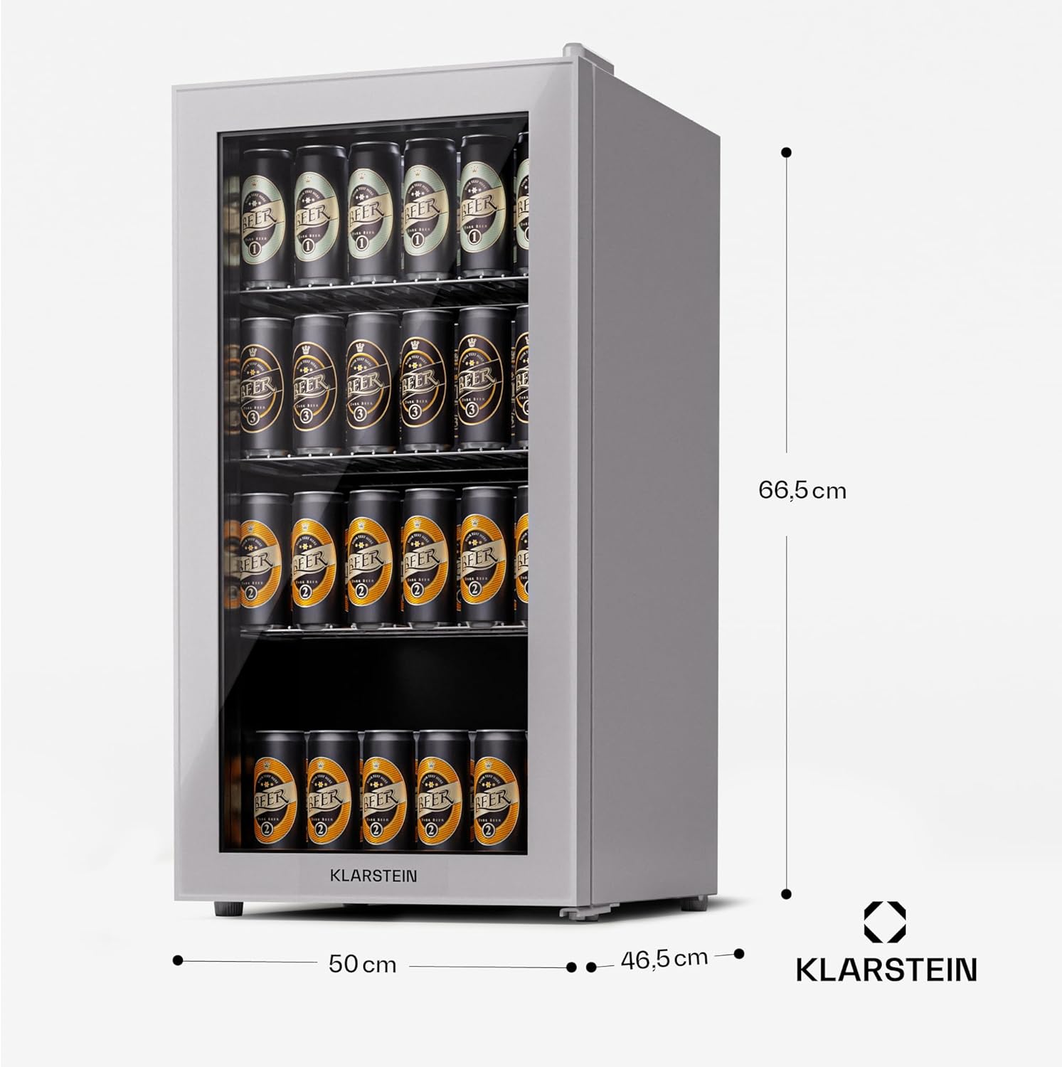 Klarstein Mini-Kühlschrank 80 L mit Glastür – Leise, Energieeffizient, Ideal für Getränke, Party & Camping