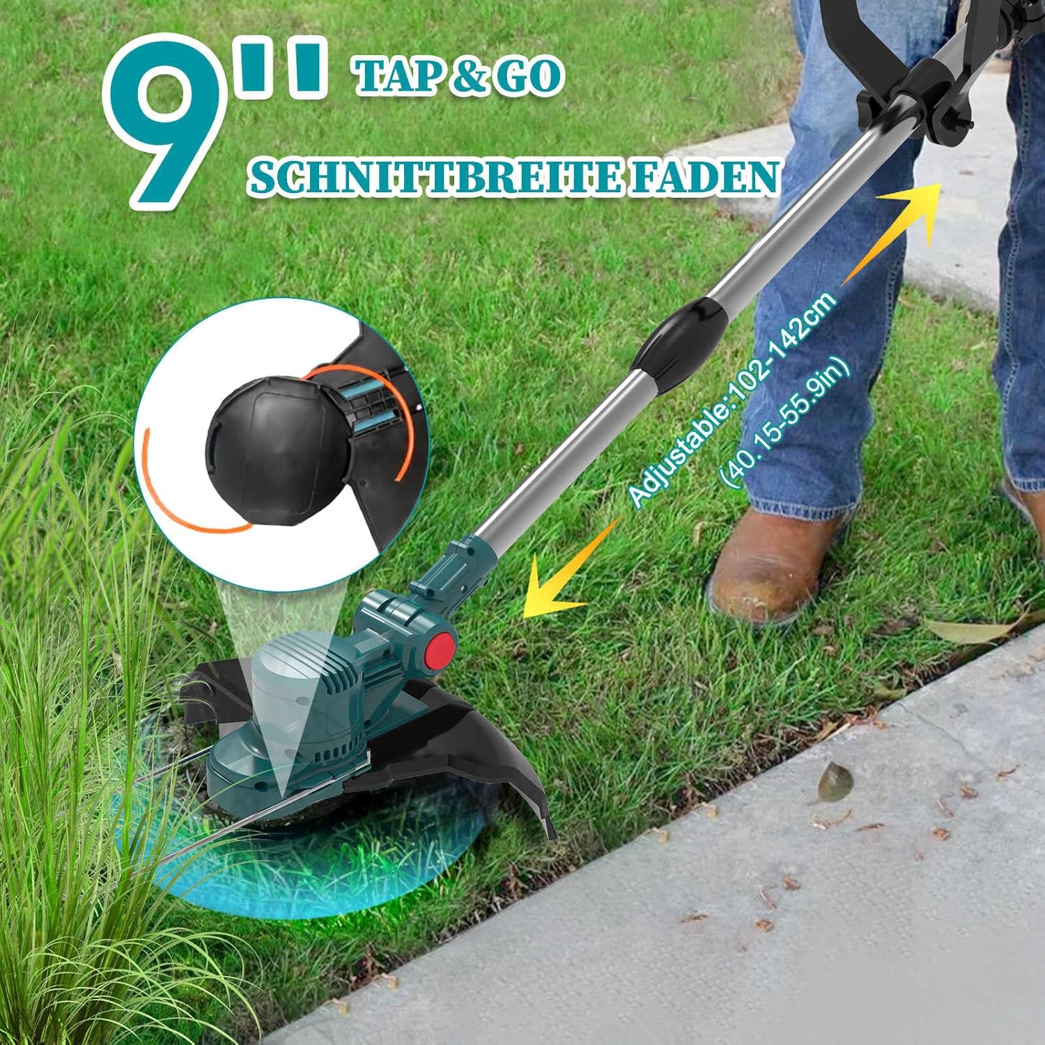 Hengriacly Akku-Rasentrimmer 21V – Kraftvoll, leicht & vielseitig