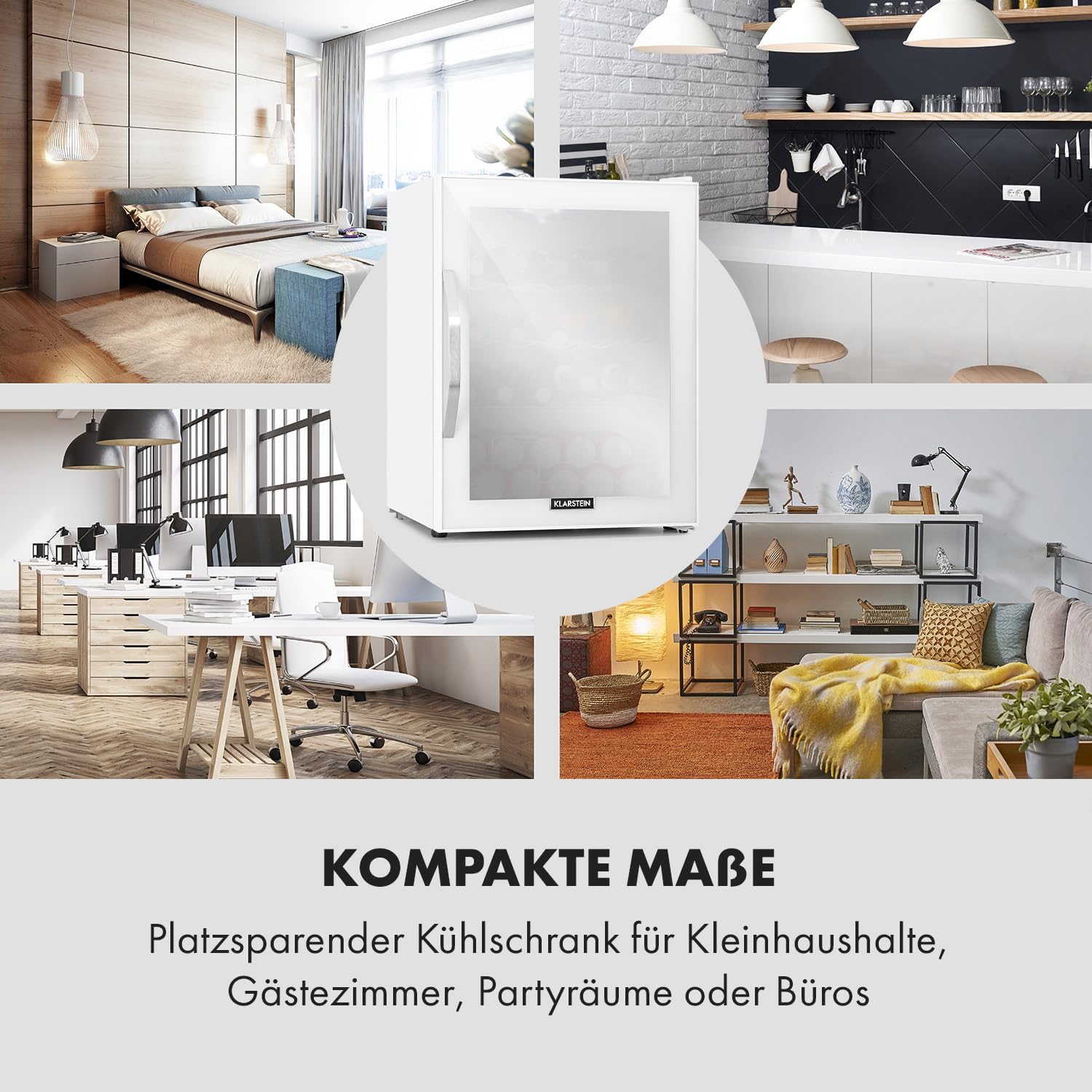 Klarstein Mini-Kühlschrank 80 L mit Glastür – Leise, Energieeffizient, Ideal für Getränke, Party & Camping