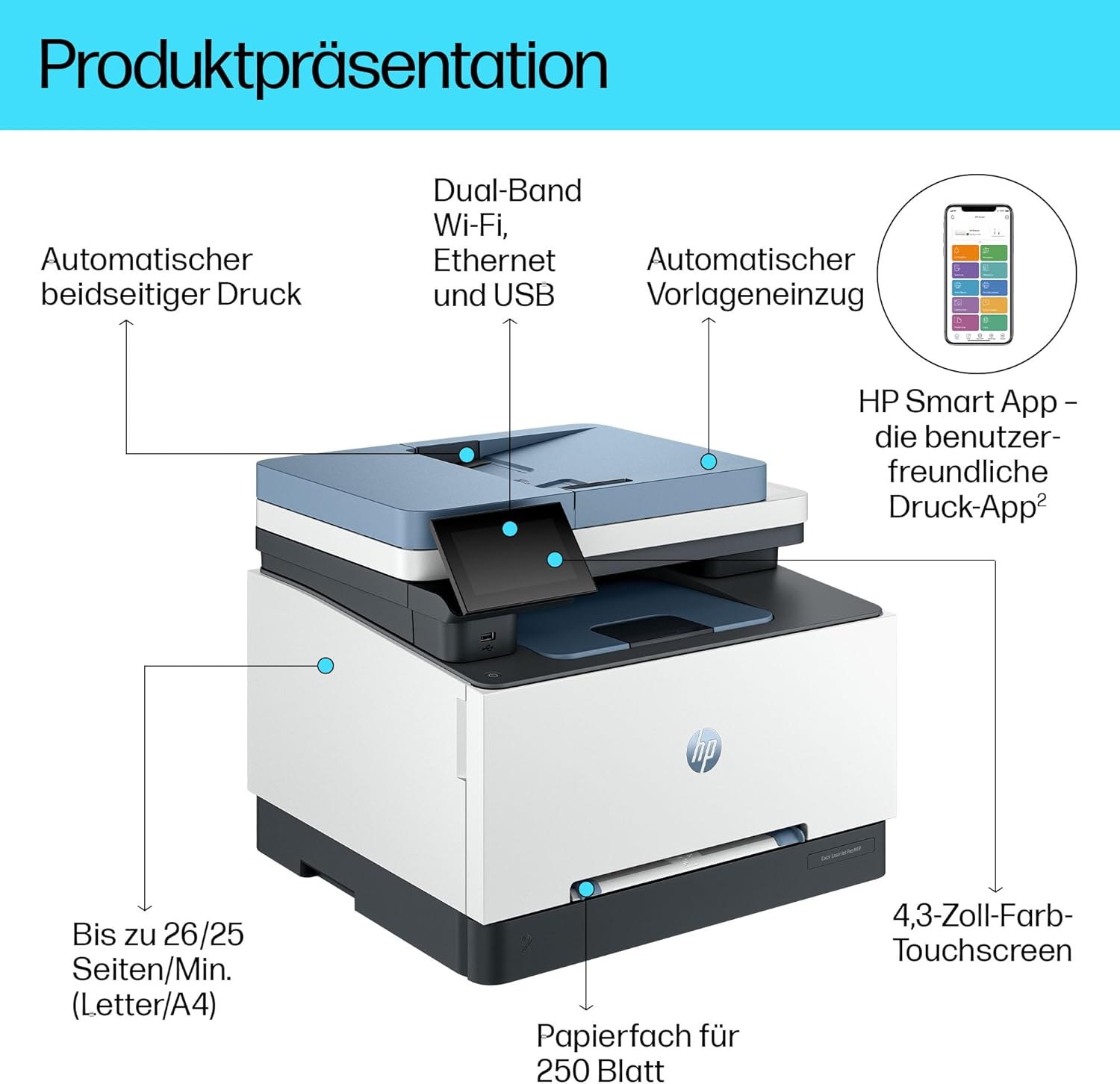 HP Color LaserJet Pro MFP 3302fdwg – Farb-Laserdrucker 4-in-1