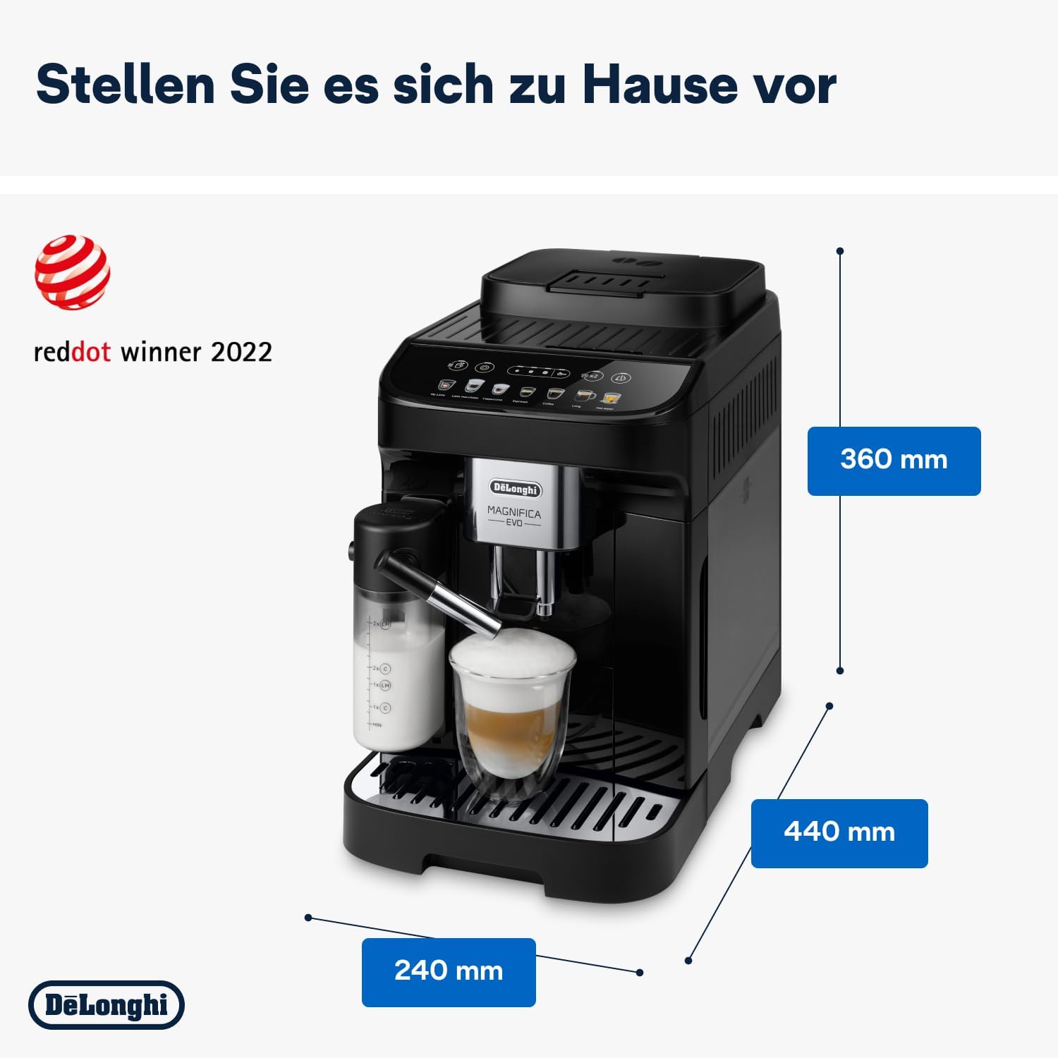 De'Longhi Magnifica Evo ECAM 292.81.B – Vollautomatische Kaffeemaschine mit LatteCrema System
