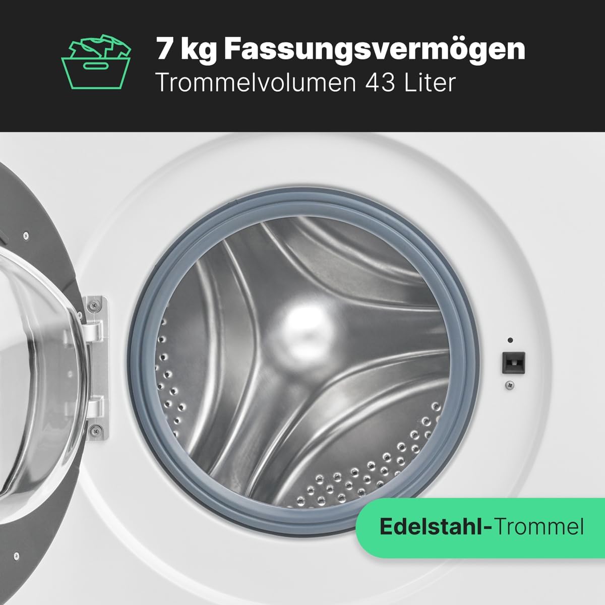 Bomann Waschmaschine 7 kg 1400 U/min WA 7175 – Effizient, Leise & Langlebig