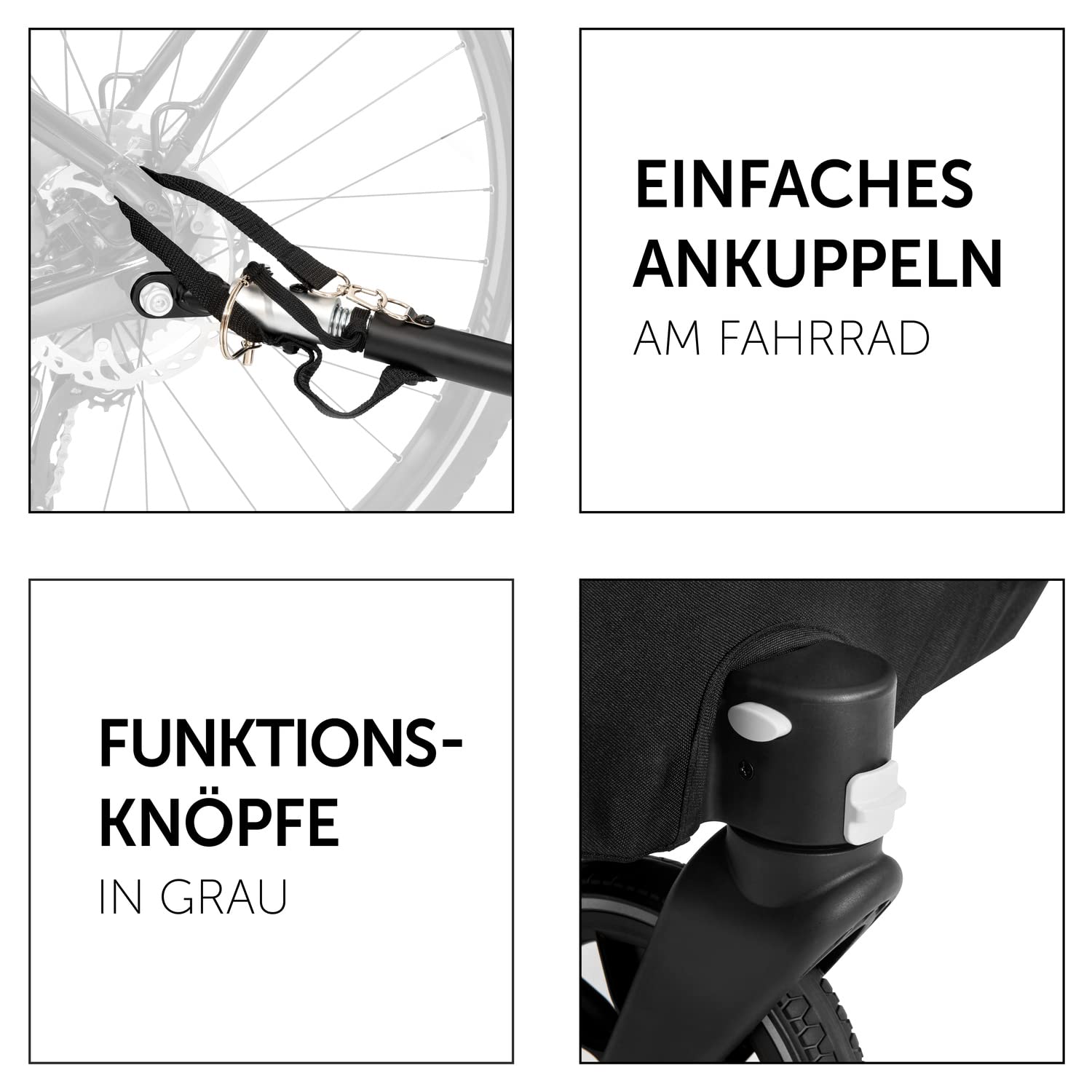 hauck Dryk Duo Plus – 2-in-1 Fahrradanhänger & Kinderwagen für 2 Kinder, mit Federung, LED & XL-Kofferraum