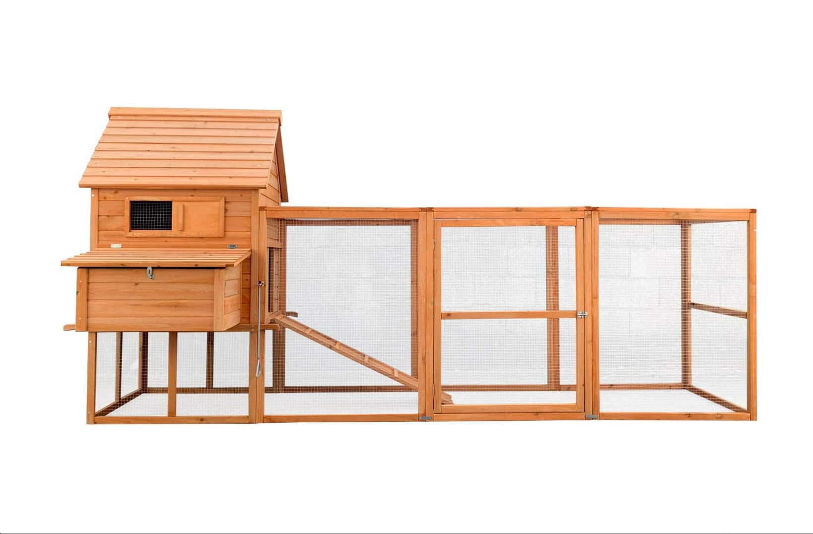 Wiltec Hühnerstall 310x150x150 cm – Hühnerhaus mit Auslauf, Nistplätzen, Rückzugsbereich & herausziehbarer Schublade, Braun