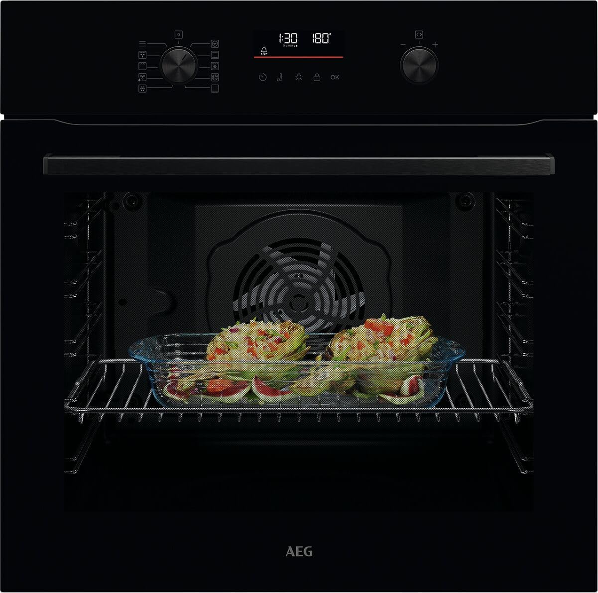 AEG BPE53516AB Einbau-Backofen Serie 5 – Pyrolyse, Heißluft, 25 Programme, LED-Touch, Kühle Tür, Schwarz