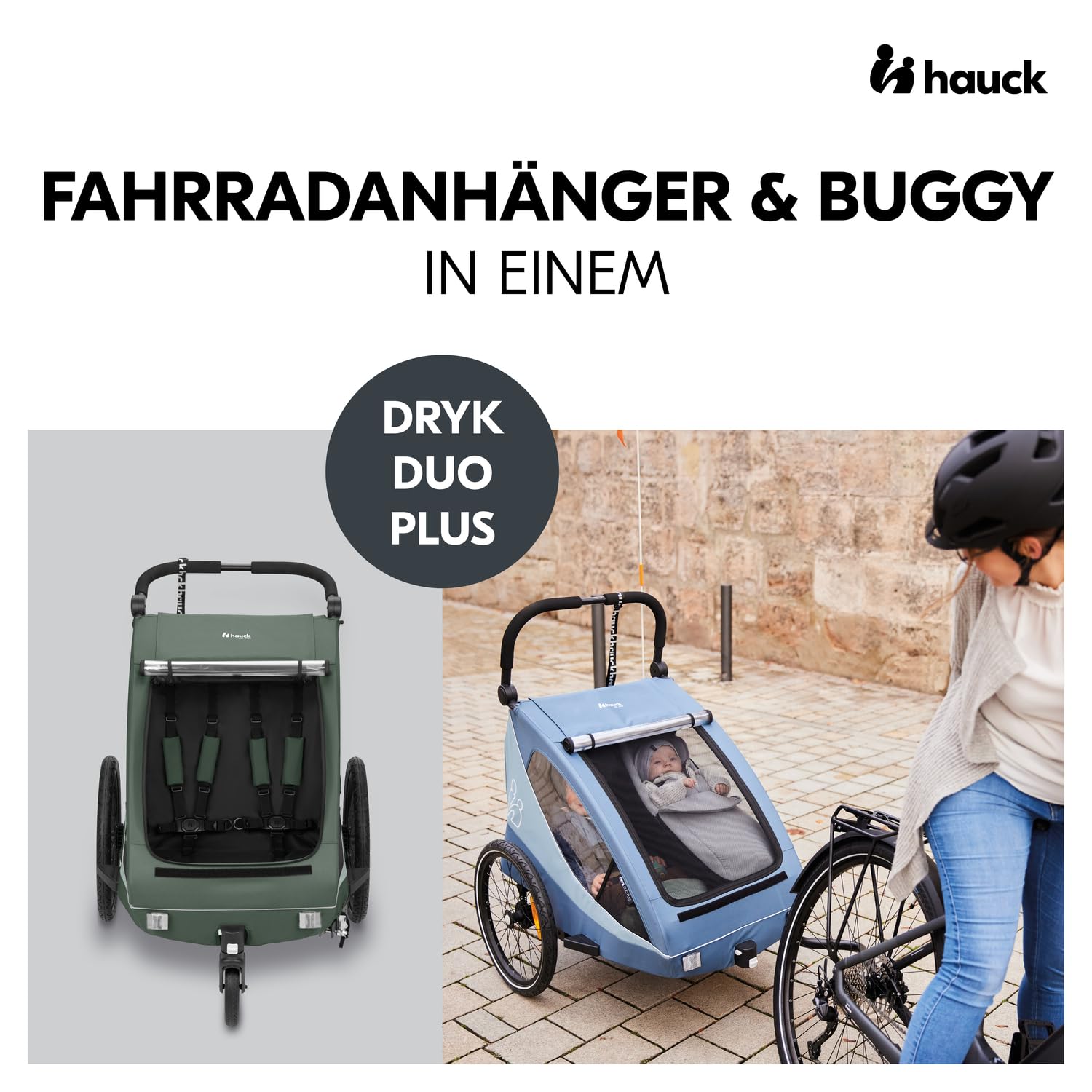 hauck Dryk Duo Plus – 2-in-1 Fahrradanhänger & Kinderwagen