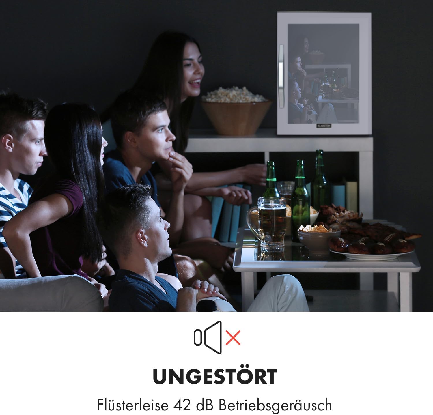 Klarstein Mini-Kühlschrank 80 L mit Glastür – Leise, Energieeffizient, Ideal für Getränke, Party & Camping