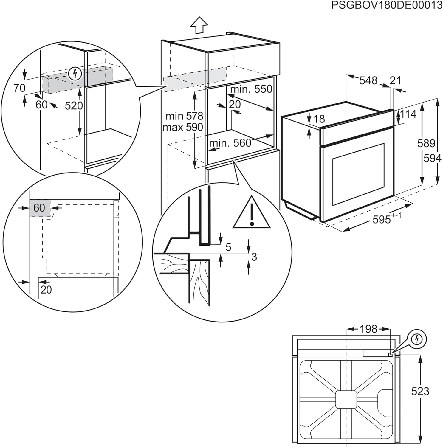 AEG BPE53516AB Einbau-Backofen Serie 5 – Pyrolyse, Heißluft, 25 Programme, LED-Touch, Kühle Tür, Schwarz
