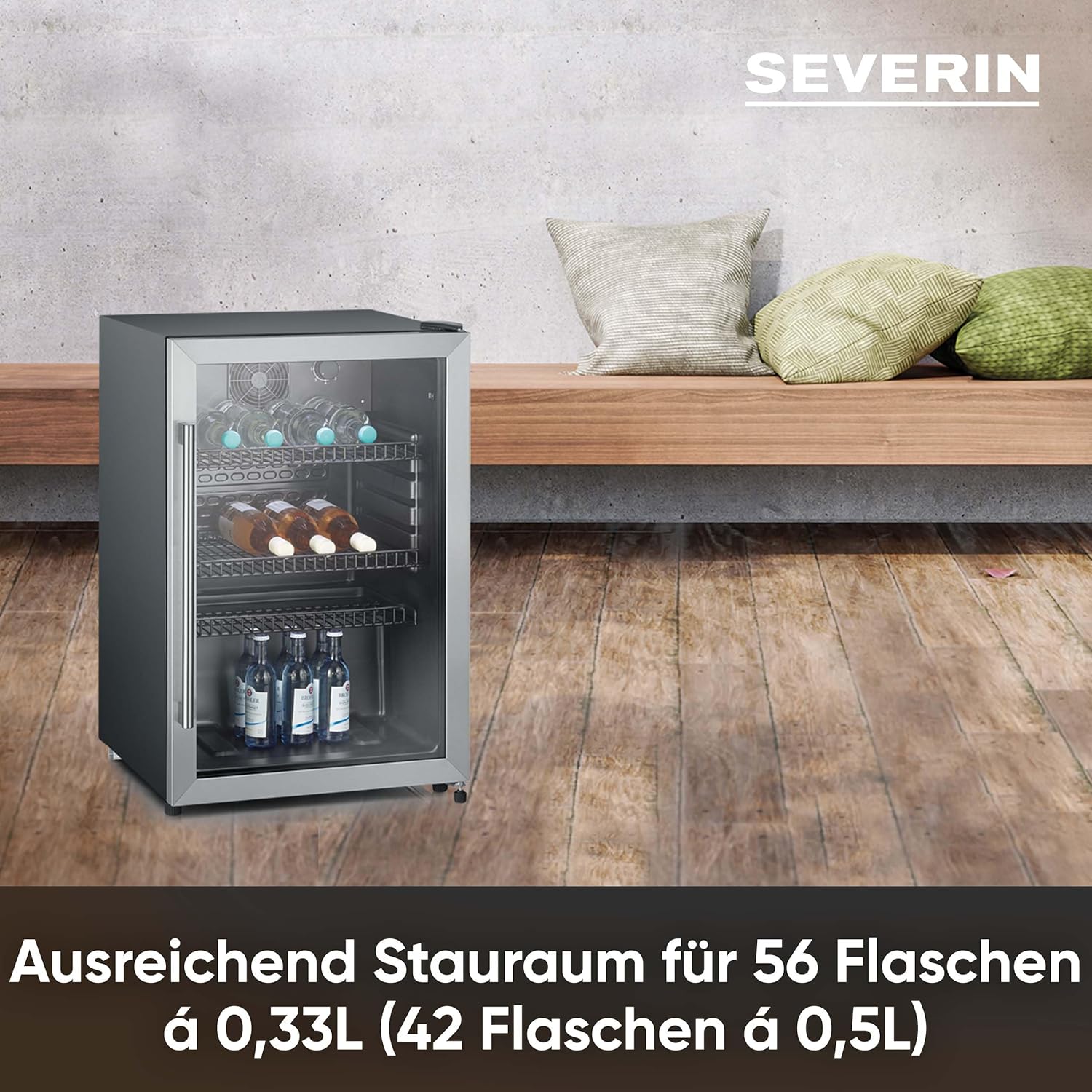 SEVERIN Flaschenkühlschrank 118 L LED – Sicher, Geräumig & Perfekt temperiert