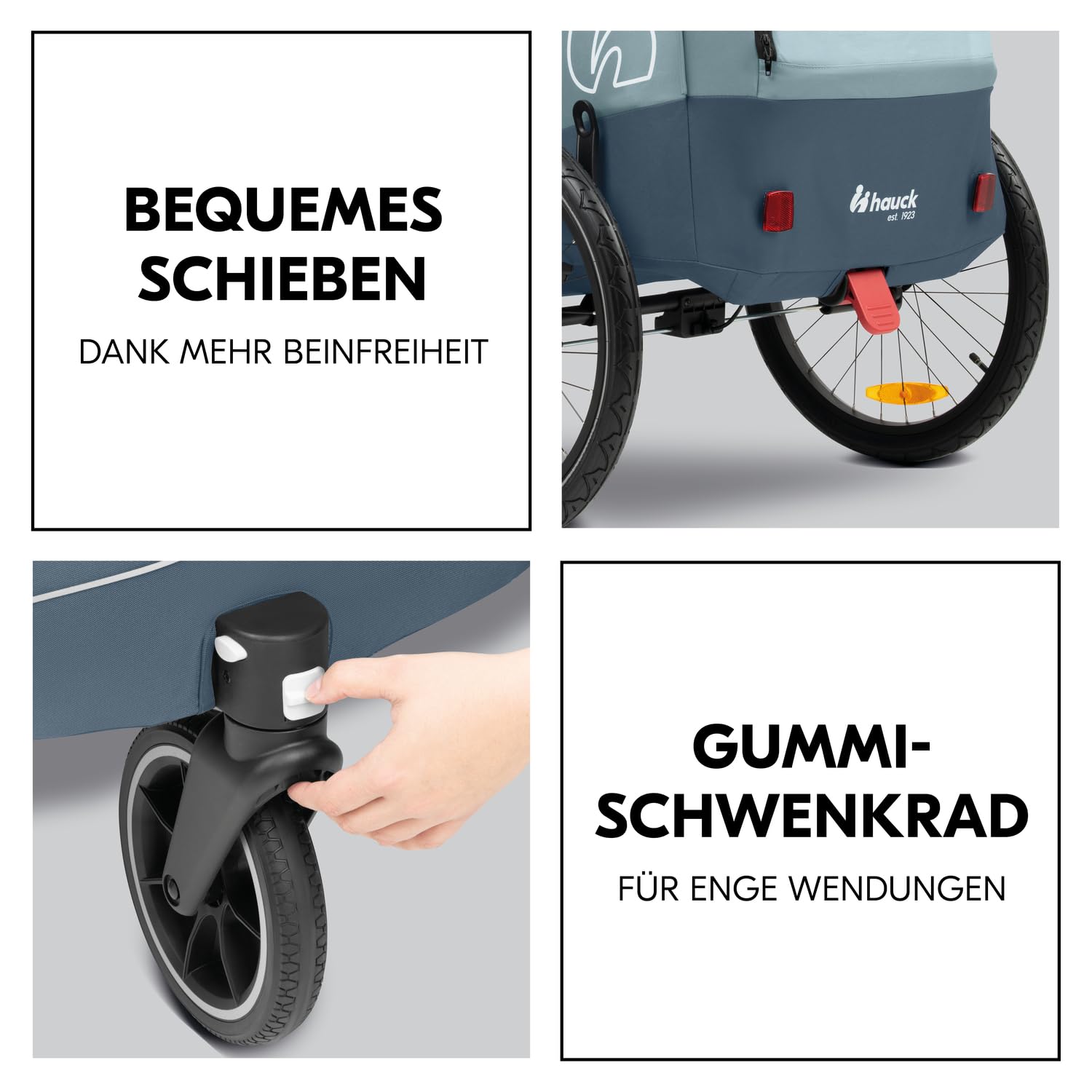 hauck Dryk Duo Plus – 2-in-1 Fahrradanhänger & Kinderwagen für 2 Kinder, mit Federung, LED & XL-Kofferraum
