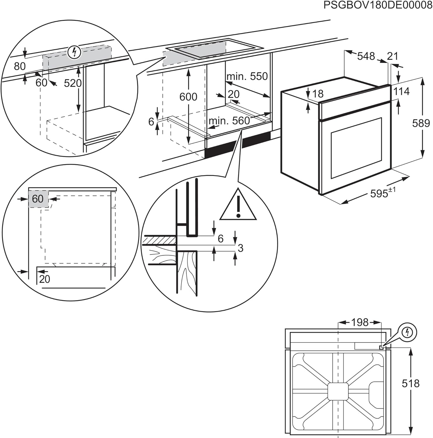 AEG BPE53516AB Einbau-Backofen Serie 5 – Pyrolyse, Heißluft, 25 Programme, LED-Touch, Kühle Tür, Schwarz